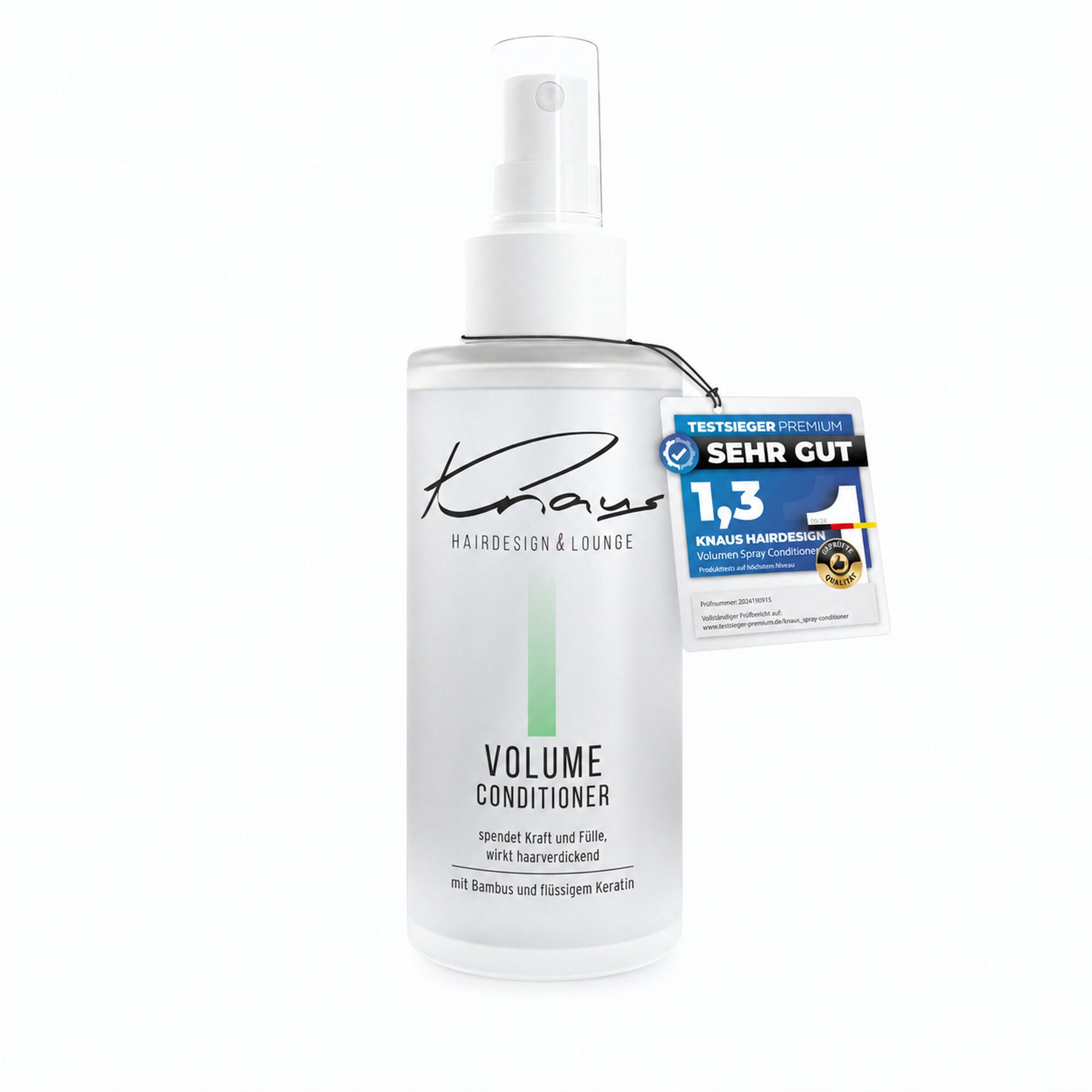 Knaus Hairdesign Haarpflege-Spray VOLUMEN Leave-in Spray, für feines Haar, Sprühconditioner, Mit Bambus und Flüssigkeratin ohne ausspülen