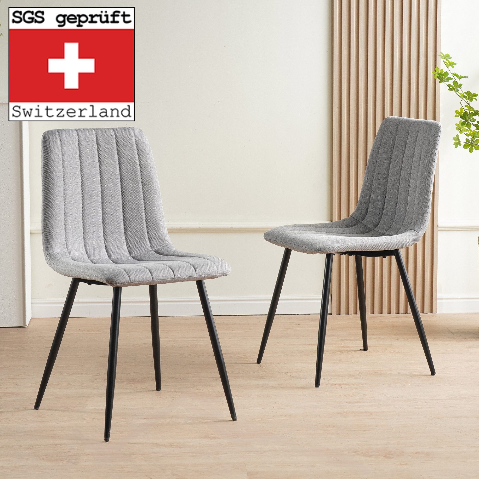 Albatros International Esszimmerstuhl Esszimmer Stühle 4 er Set GARDA, Stuhl Stühle Esszimmerstühle, Küche (4er Set, Grau, Stoff Bezug), Küchenstuhl Küchenstühl – Bild 2 von 5