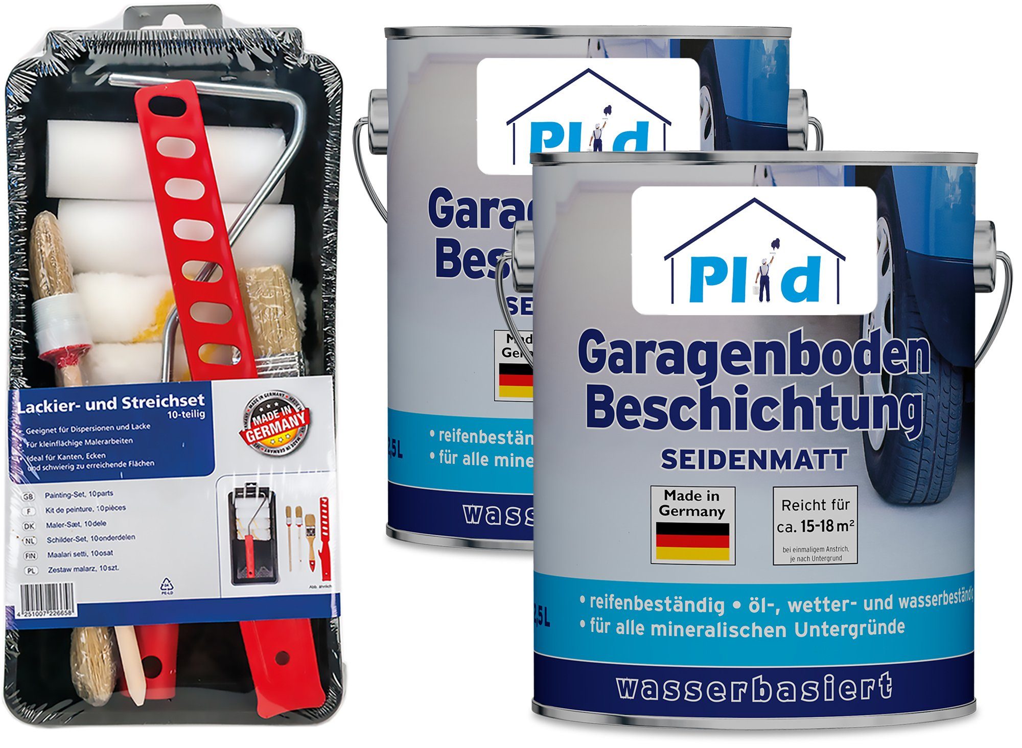 plid Bodenversiegelung Premium Garagenbodenbeschichtung Bodenbeschichtung Bodenfarbe Set, Schnelltrocknend