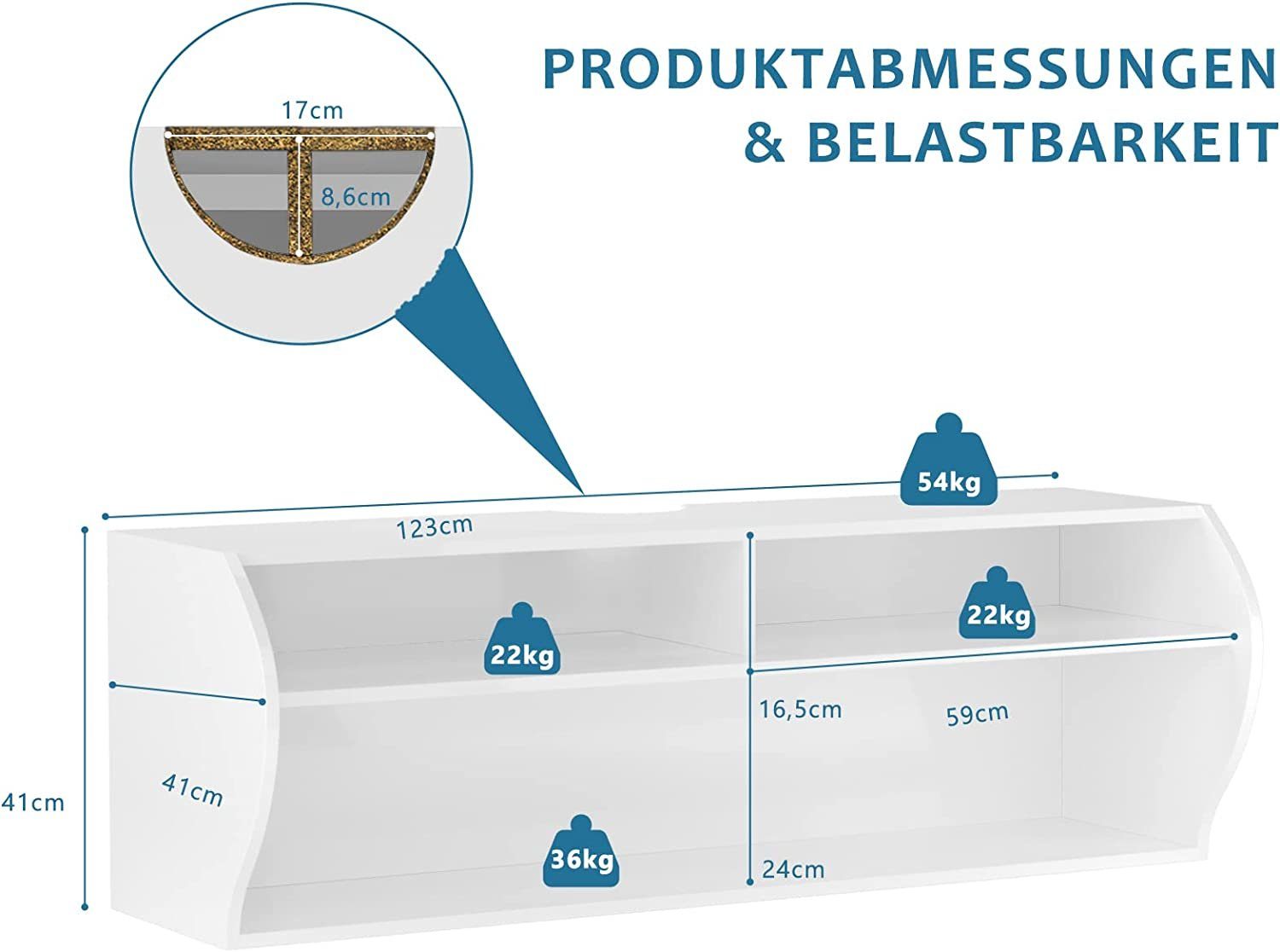 P2-Spanplatten aus & KOMFOTTEU weiß TV-Schrank MDF-Platten TV-ständer