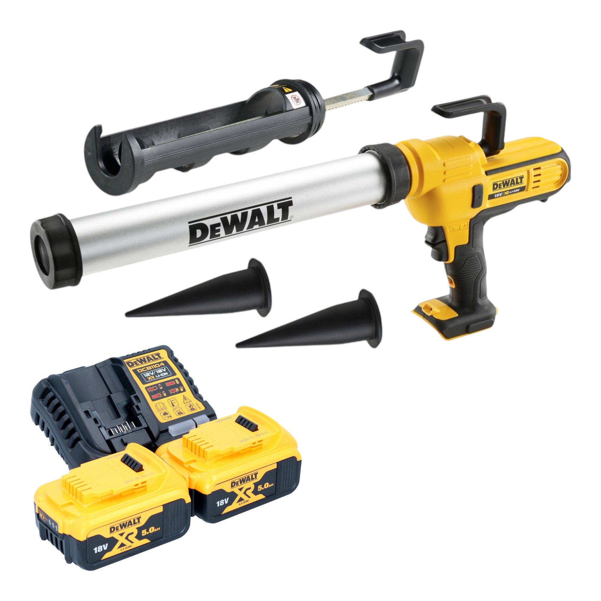 DeWalt Akku-Kartuschenpistole DCE 581 P2K 18 V 310 ml + 2x Akku 5,0 Ah + Ladegerät + Koffer