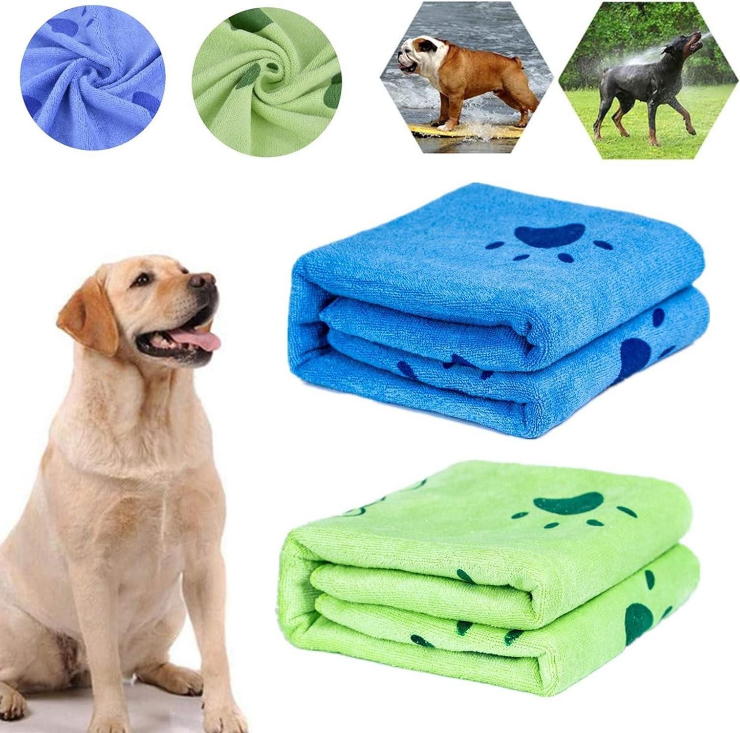 Tier-Halstuch Schnelltrocknendes Mikrofaser Hundehandtuch 2er Pack 140x70cm