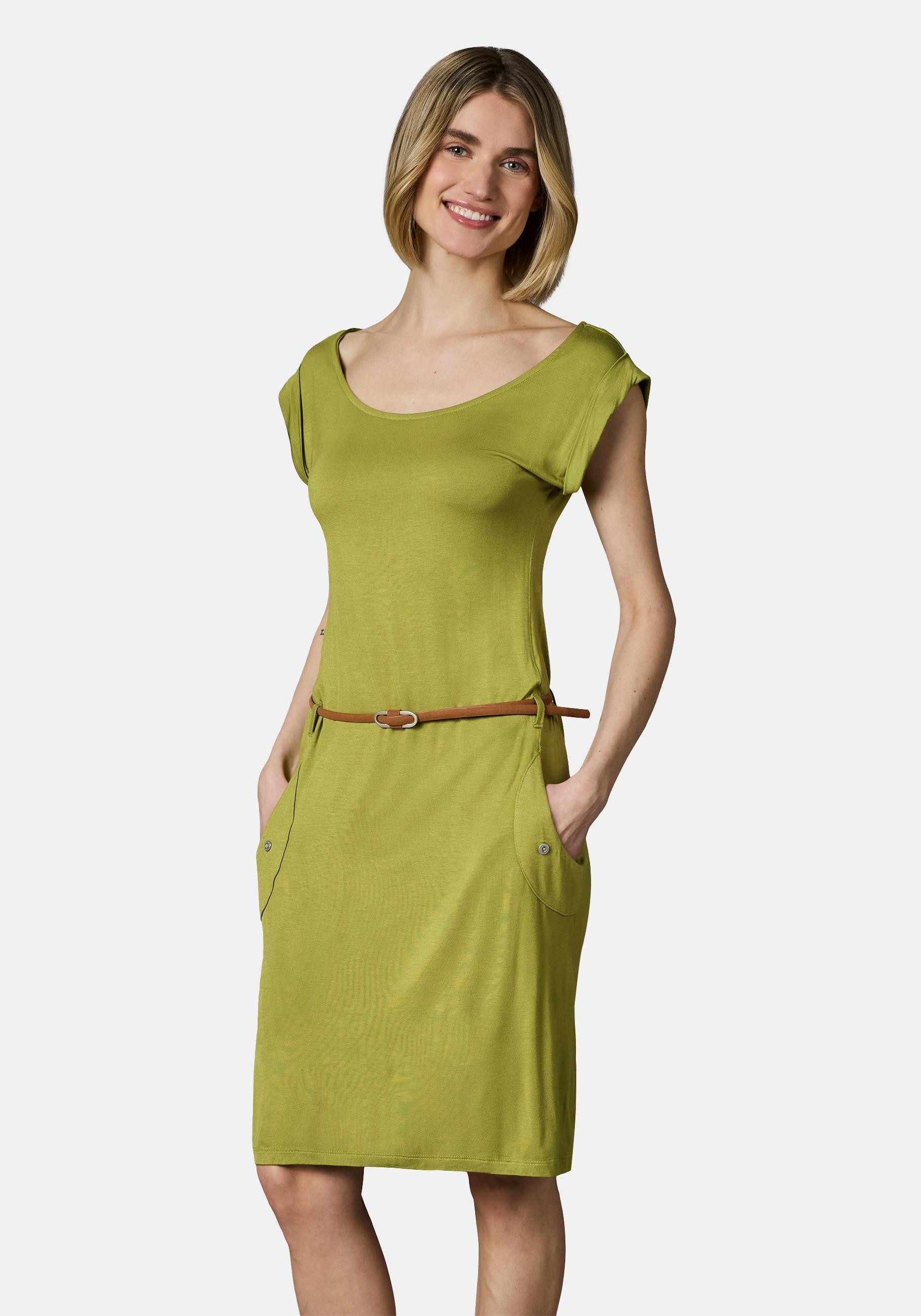 Ragwear Sommerkleid Tagg Damen Kurzarm-Kleid mit Taillengürtel und Taschen