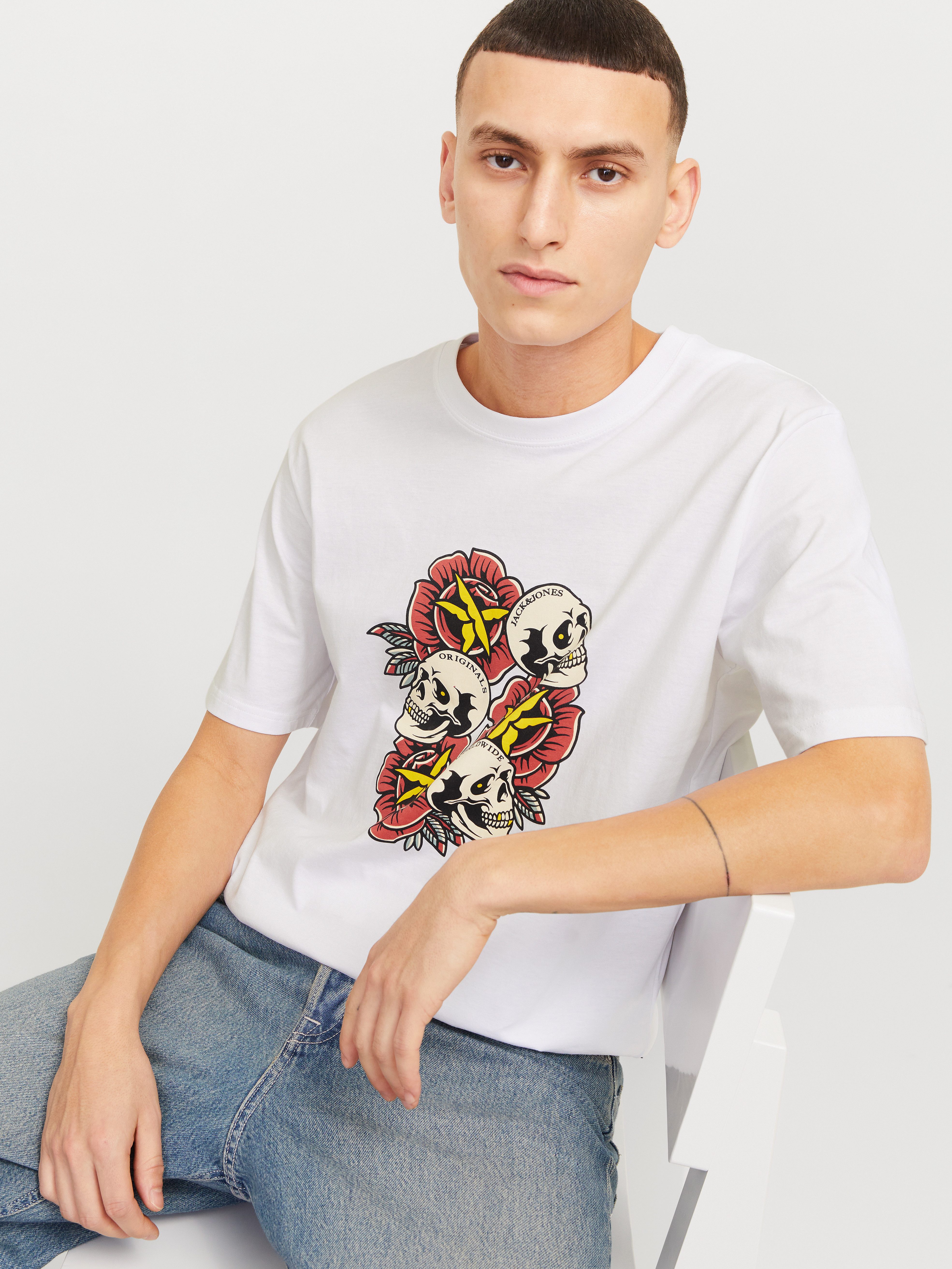 Jack & Jones T-Shirt JORANATOMY SKULL TEE SS CREW NECK LN günstig online kaufen