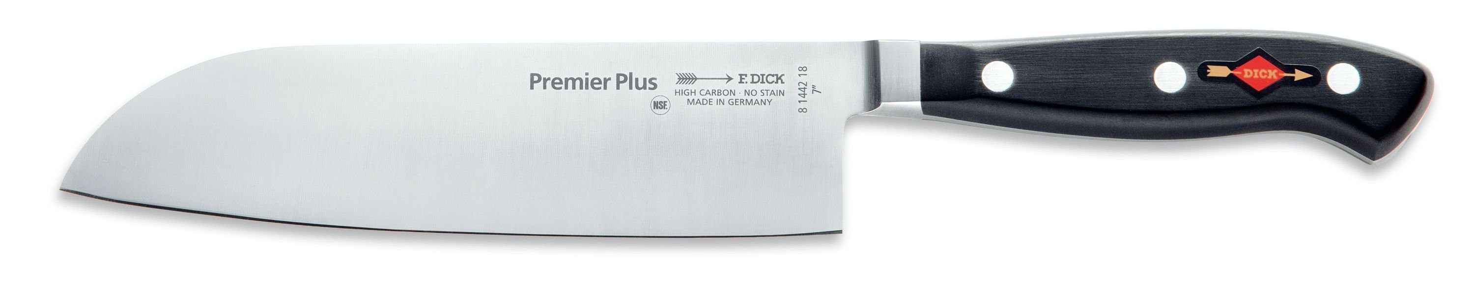 F. DICK Dick Santokumesser, Premier Plus Serie Santokumesser Professionelles Küchenmesser von 18 cm Edelstahl 56 ° HRC