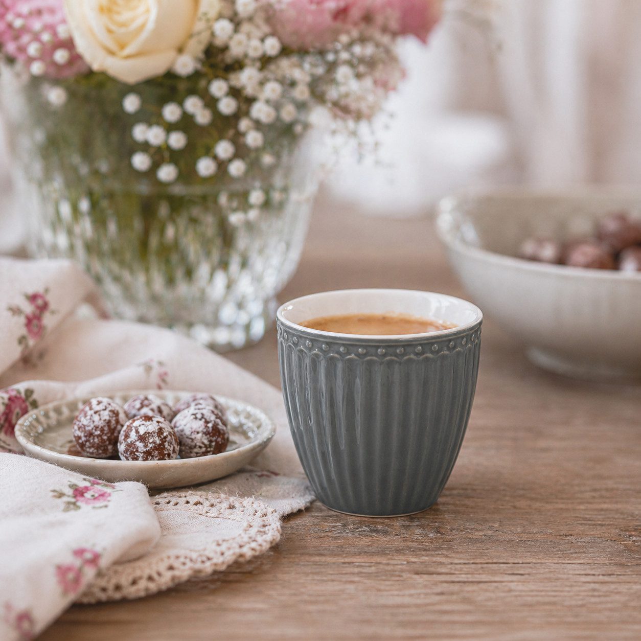 Greengate Espressotasse GreenGate Mini Latte Cup Alice Steingrau