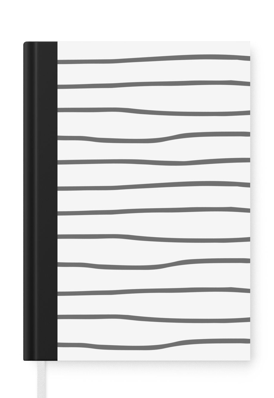MuchoWow Notizbuch Schwarz - Weiß - Einfach - Muster, Journal, Merkzettel, Tagebuch, Notizheft, A5, 98 Seiten, Haushaltsbuch