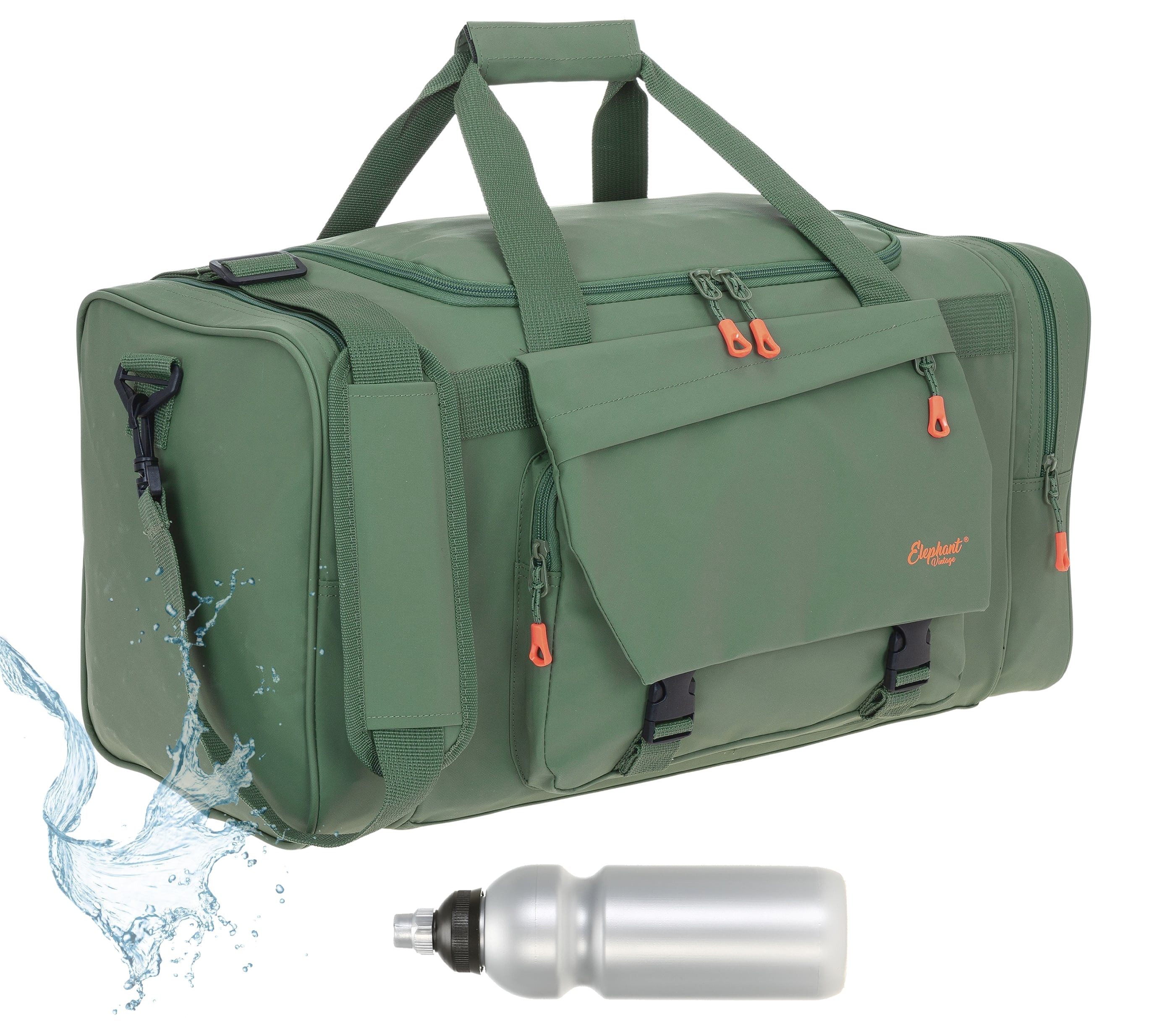 ELEPHANT Sporttasche Reisetasche Saunatasche Damen Herren aus Plane Tour 55 cm, 40 L Large wasserabweisend Sauna Reise Sport Tasche + Flasche