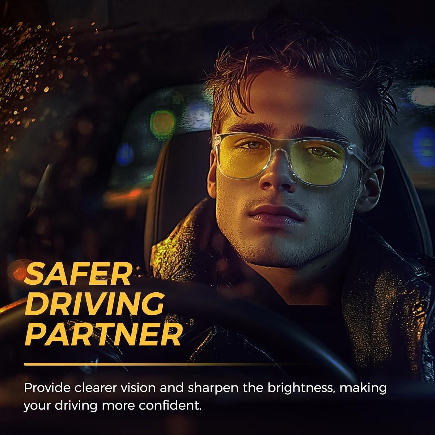 LuxusKollektion Retrosonnenbrille Sonnenbrille Polarisiert 1 Transparent Rahmen Gelb Nachtfahrglas