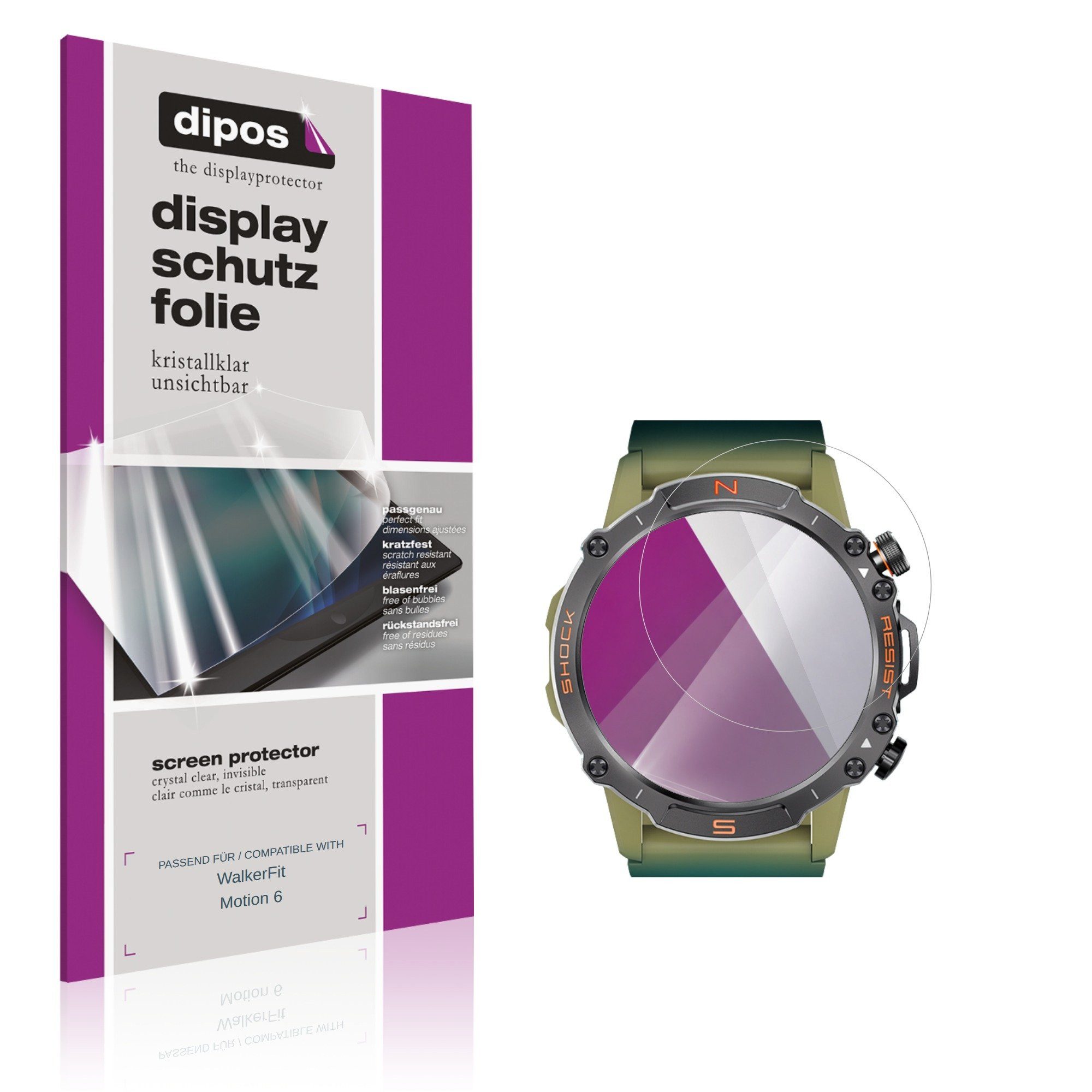 dipos Displayschutzfolie Schutzfolie für WalkerFit Motion 6, 6 Stück, Displayschutz Schutz Folie Made in Germany