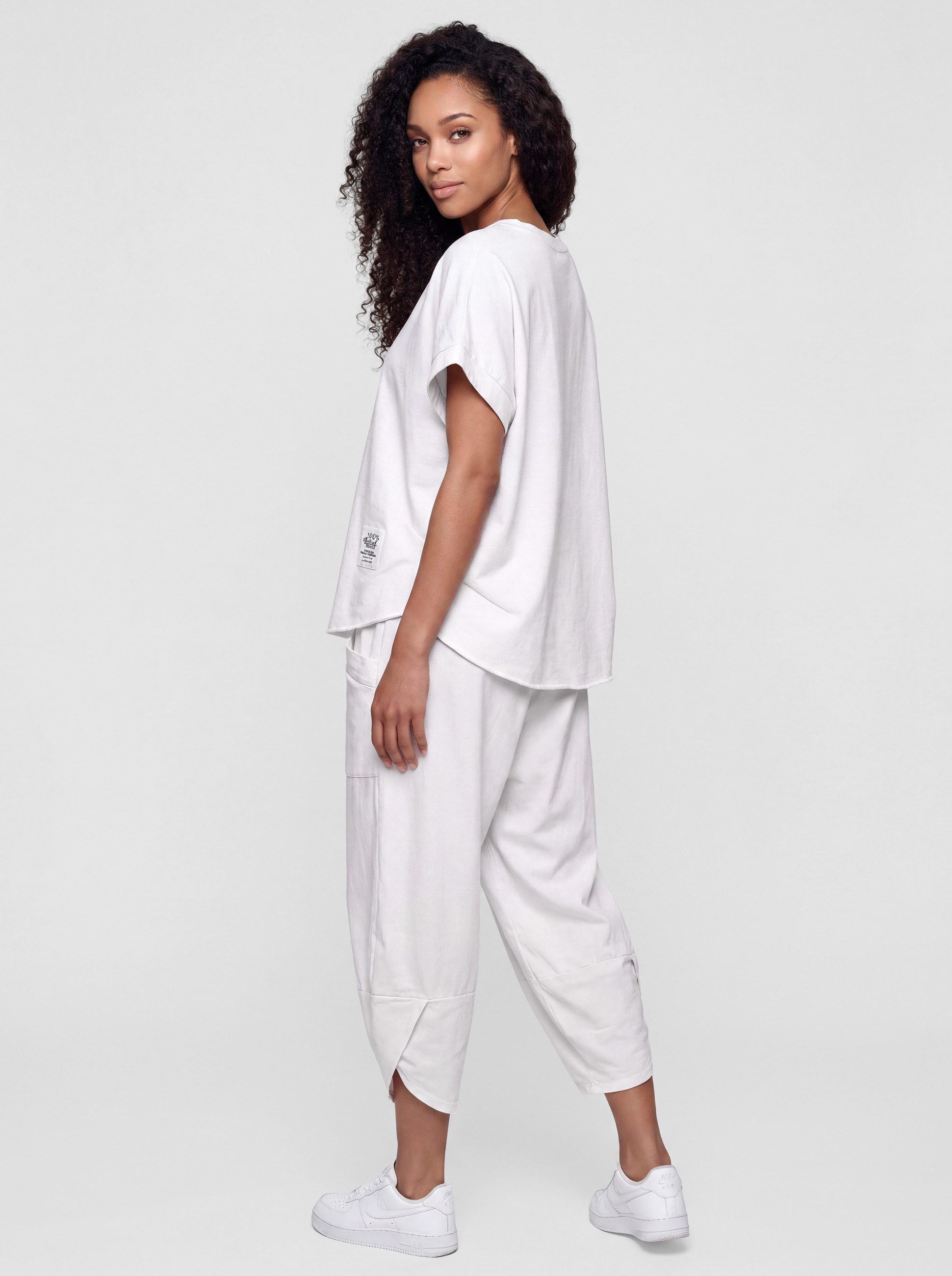 PEKIVESSA Jogginganzug Oversized Kurzarm Sweatanzug Set mit 7/8-Hose (2-tlg), Sweatshirt & Sweatpants 2-tlg.