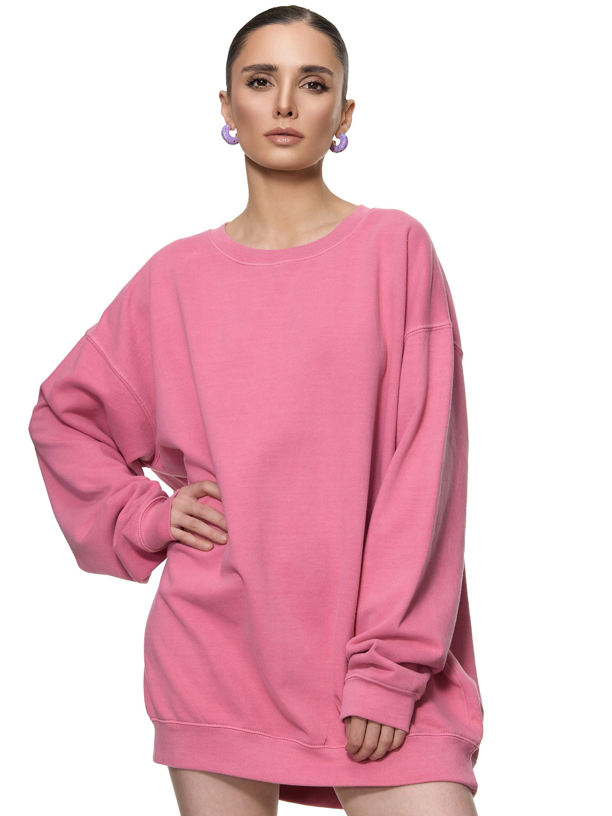 Worldclassca Longsweatshirt Worldclassca Oversized Sweatshirt Einfarbig Uni Langarmshirt Pullover