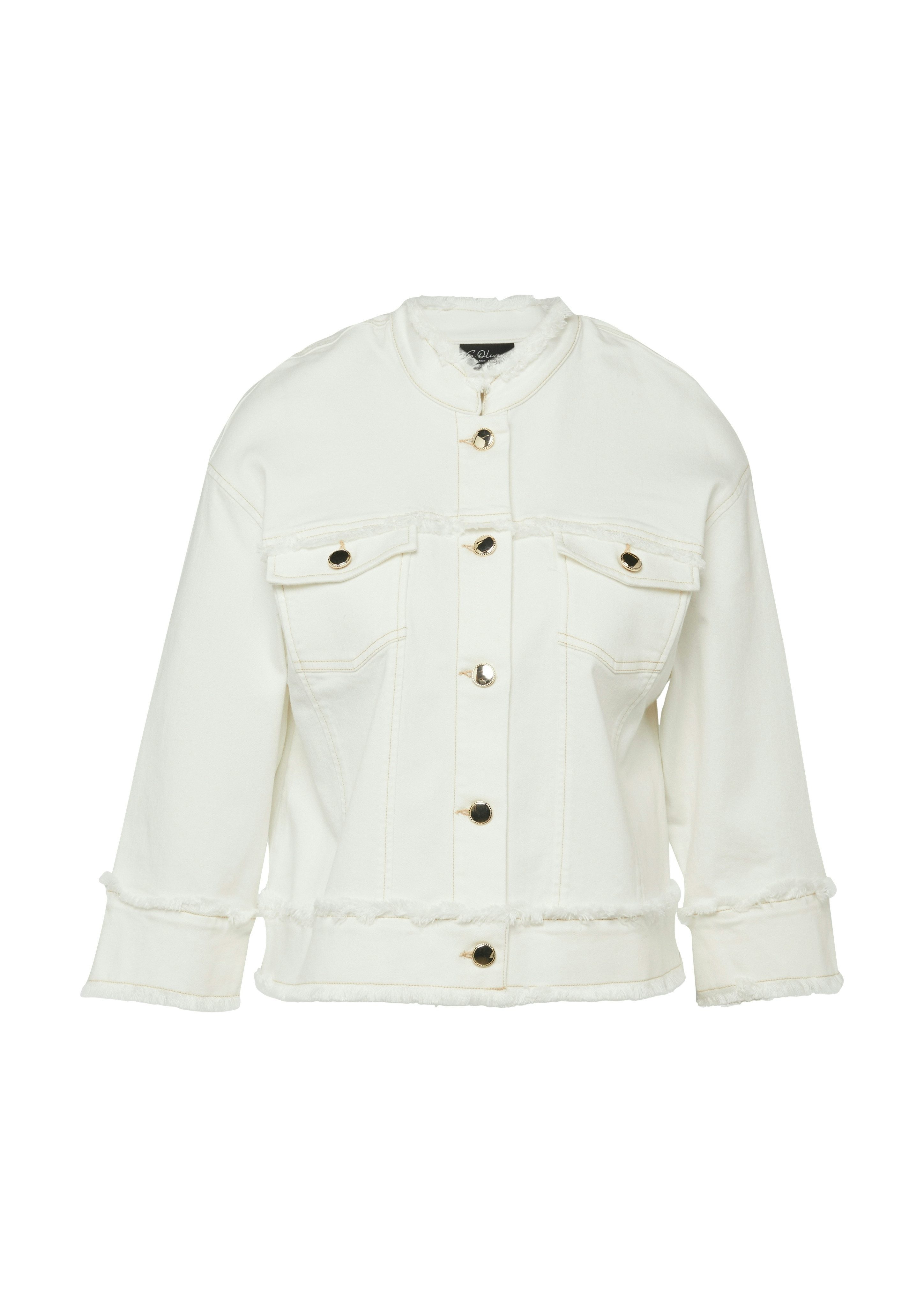 s.Oliver BLACK LABEL Kurzblazer 3/4-Arm mit Fransen und goldener Knopfleiste – Bild 4 von 4