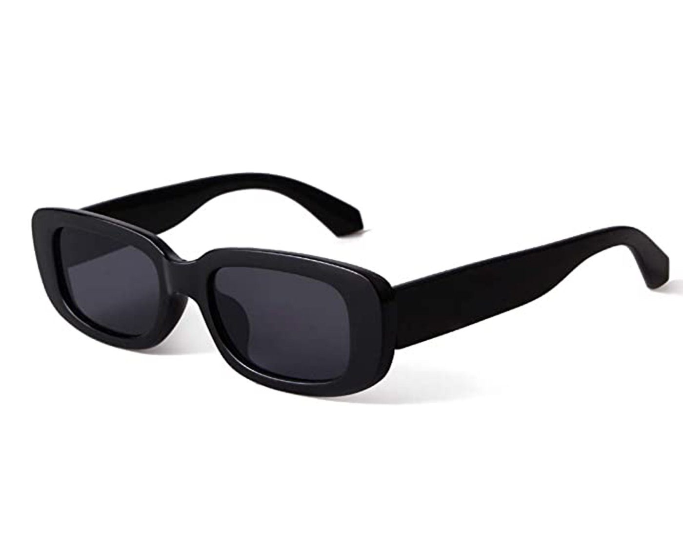 Haiaveng Sonnenbrille Vintage rechteckige Sonnenbrille für Damen und Herren Modische Retro-Brille mit quadratischem Rahmen black