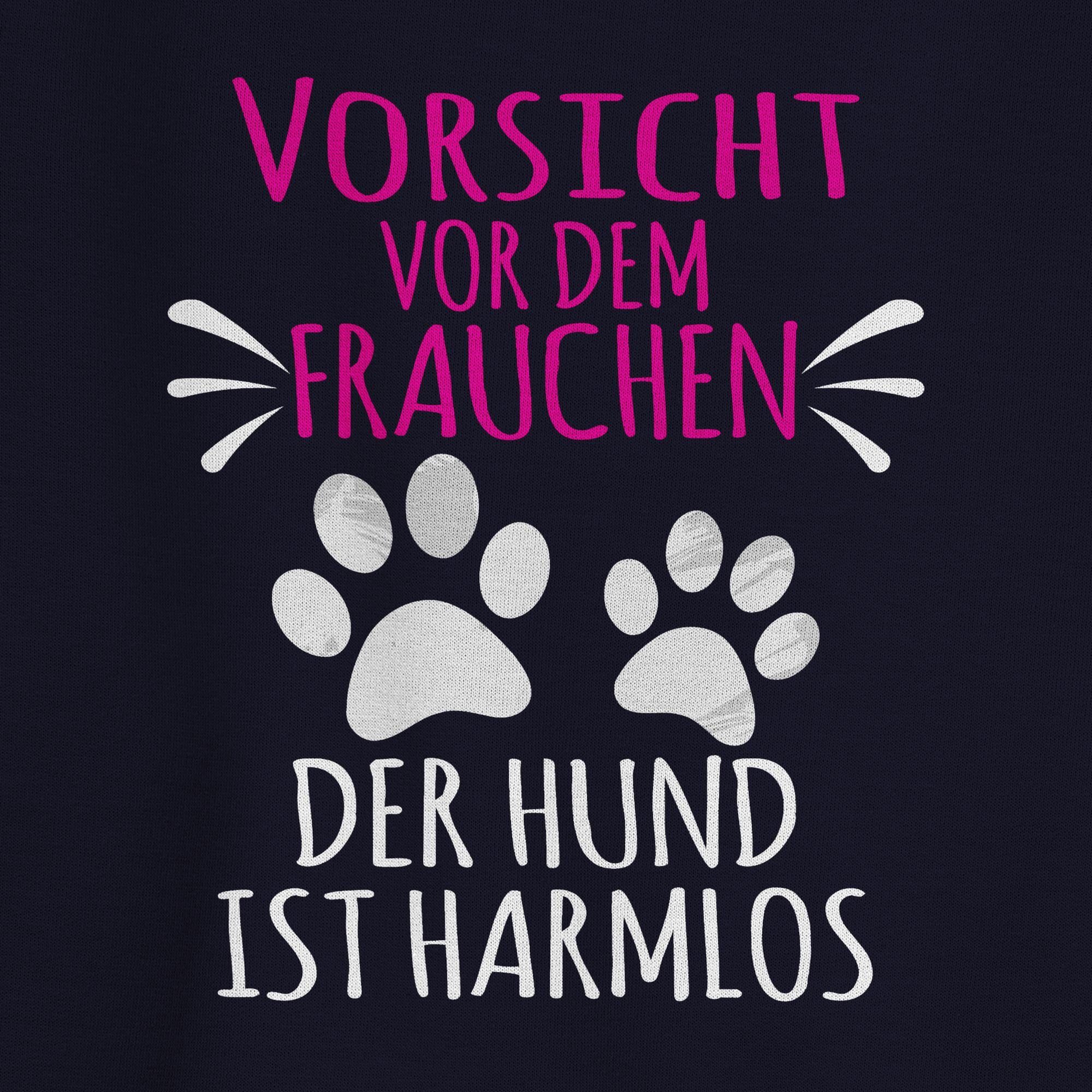 vor 1 (1-tlg) weiß für Geschenk Pfotenabdrücke Shirtracer Vorsicht Dunkelblau - Sweatshirt dem Hundebesitzer - Frauchen