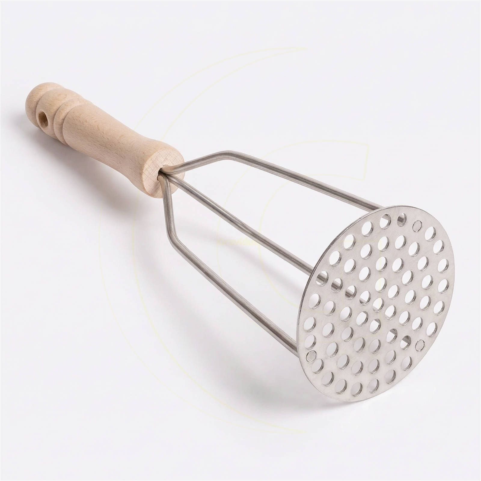 Gravidus Kartoffelstampfer Kartoffelstampfer aus Buche mit Metallplatte für Kartoffelpüree, Metall, Holz