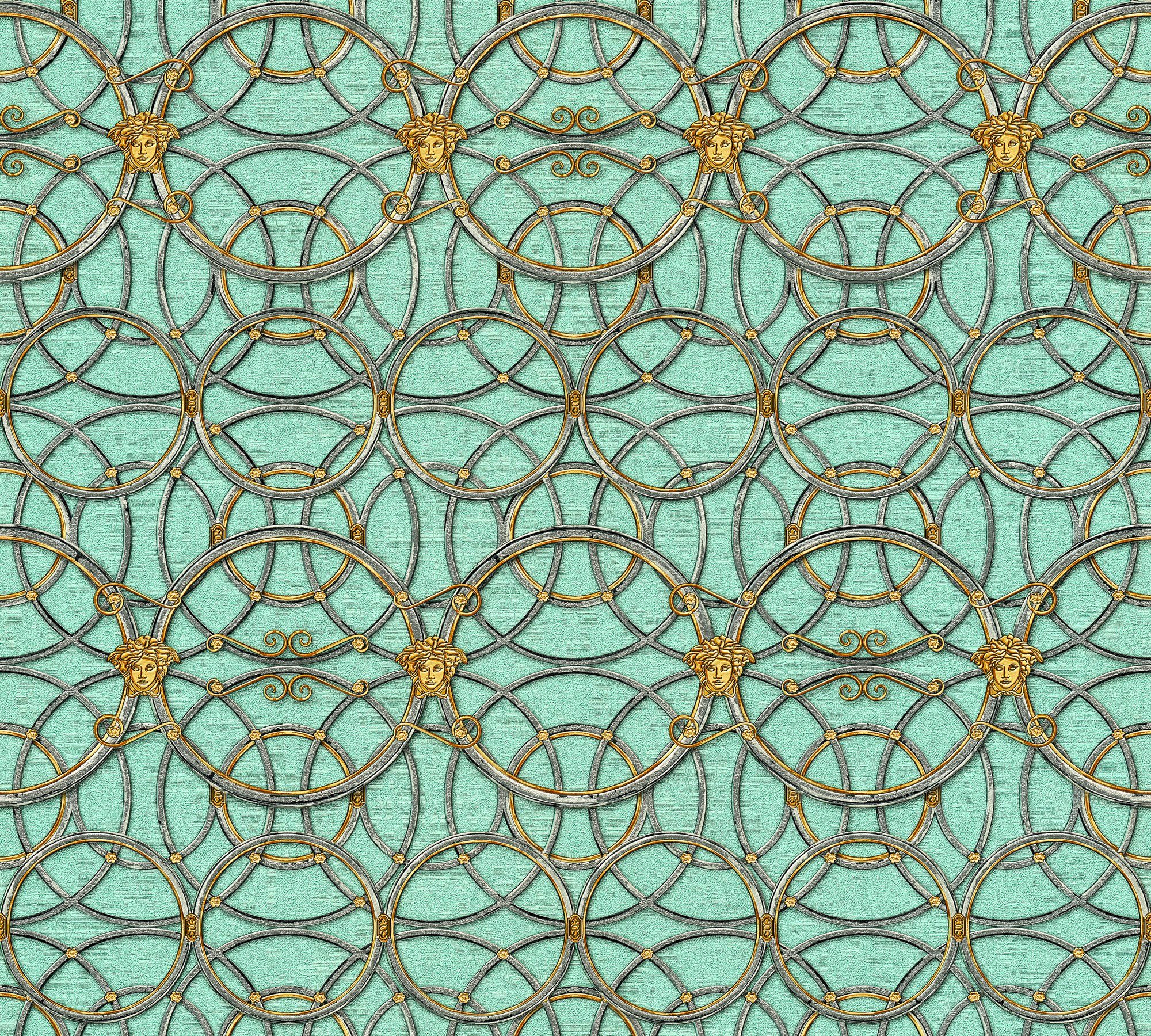 Versace Vliestapete Versace wallpaper Versace 4, Barock Tapete, grün, gold 370497