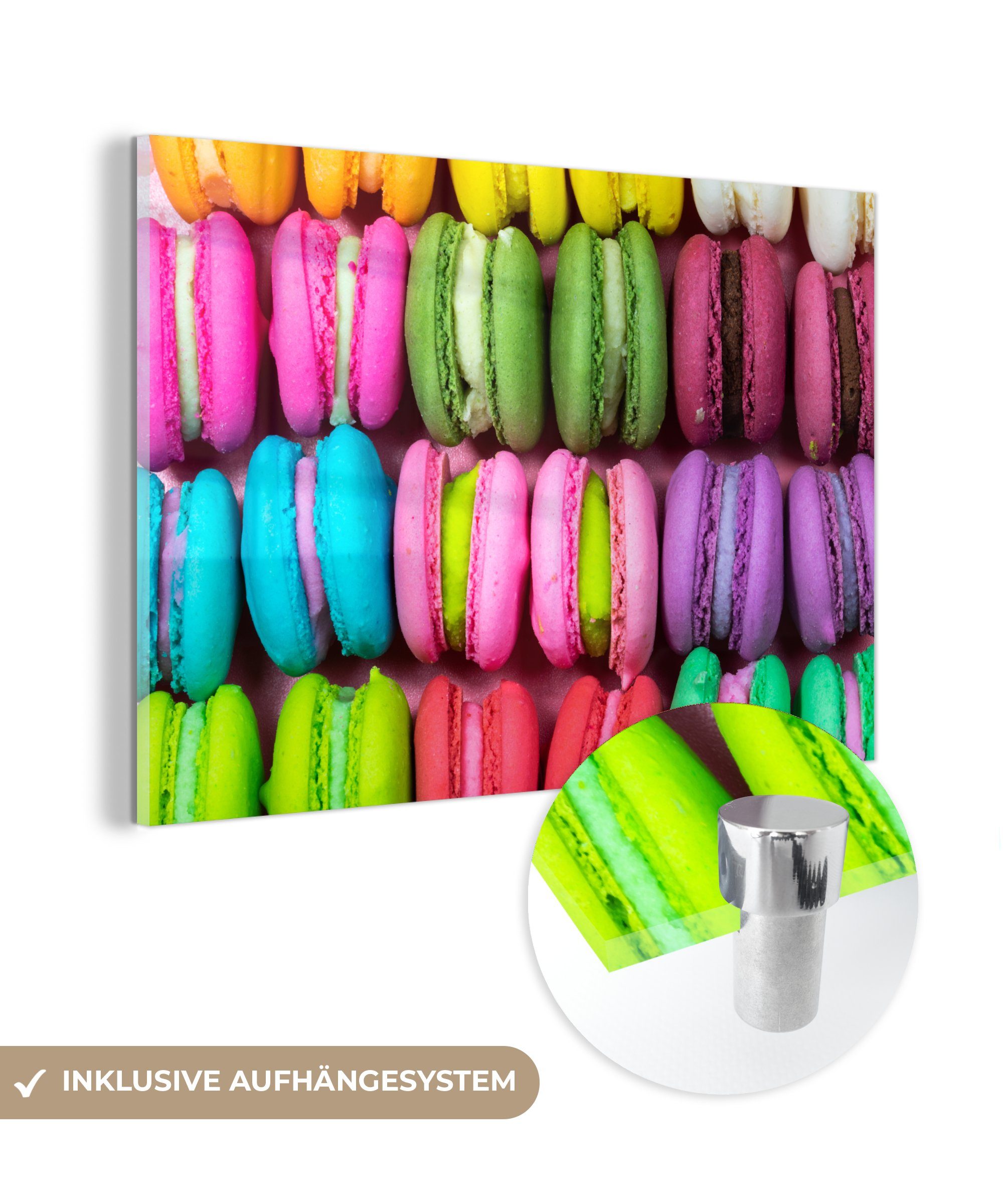 Billigwaren MuchoWow Acrylglasbild Torte - Makrone - Wohnzimmer (1 St), Schlafzimmer - Farbe, Frucht Acrylglasbilder &