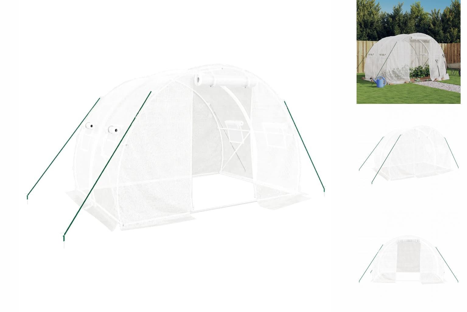 vidaXL Gewächshaus Gewächshaus mit Stahlrahmen Weiß 6 m² 3x2x2 m Kunststoff Plane Zelt weiß | Rabatt: 24%