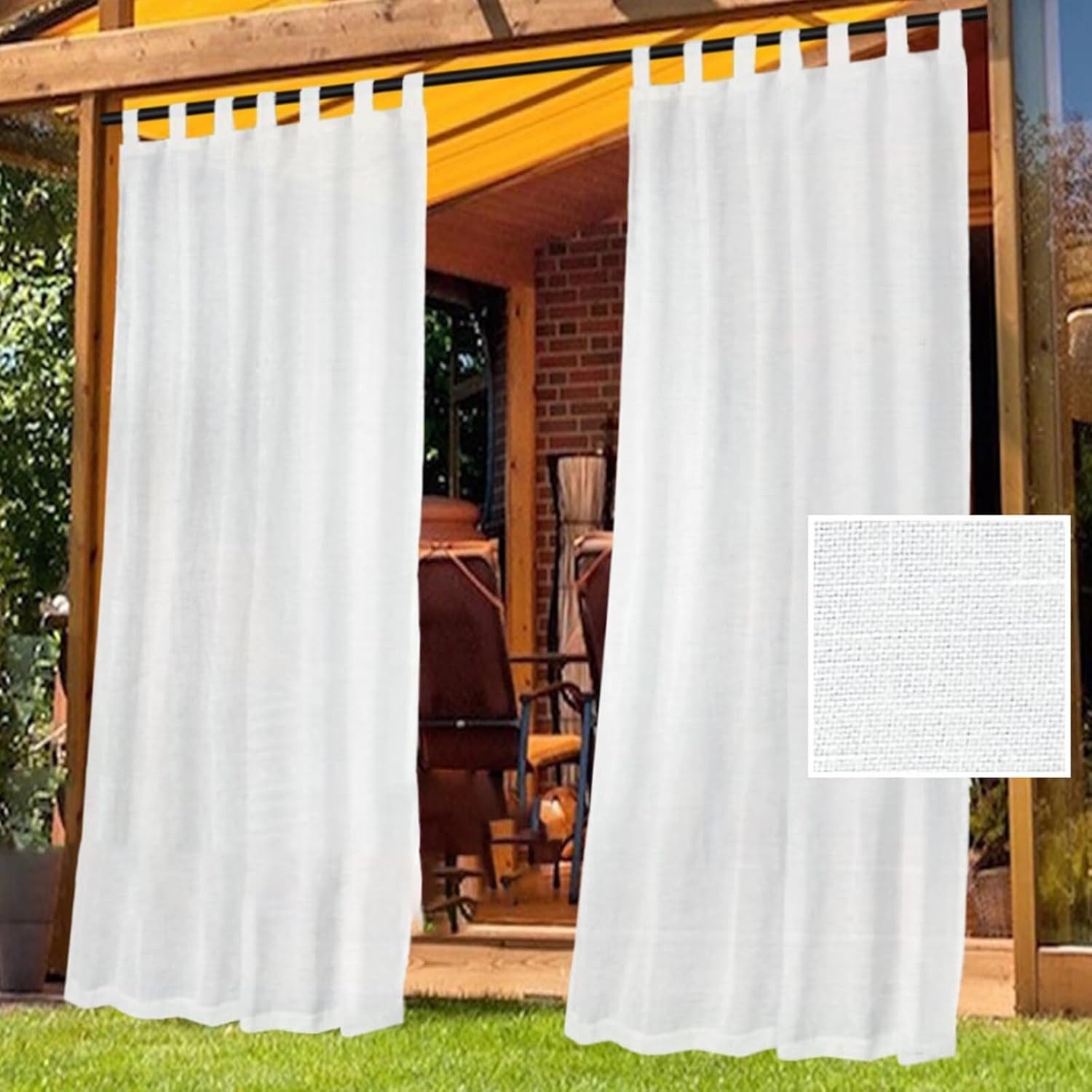 Kaket Outdoorgardine halbtransparente Leinenoptik mit abnehmbaren günstig online kaufen