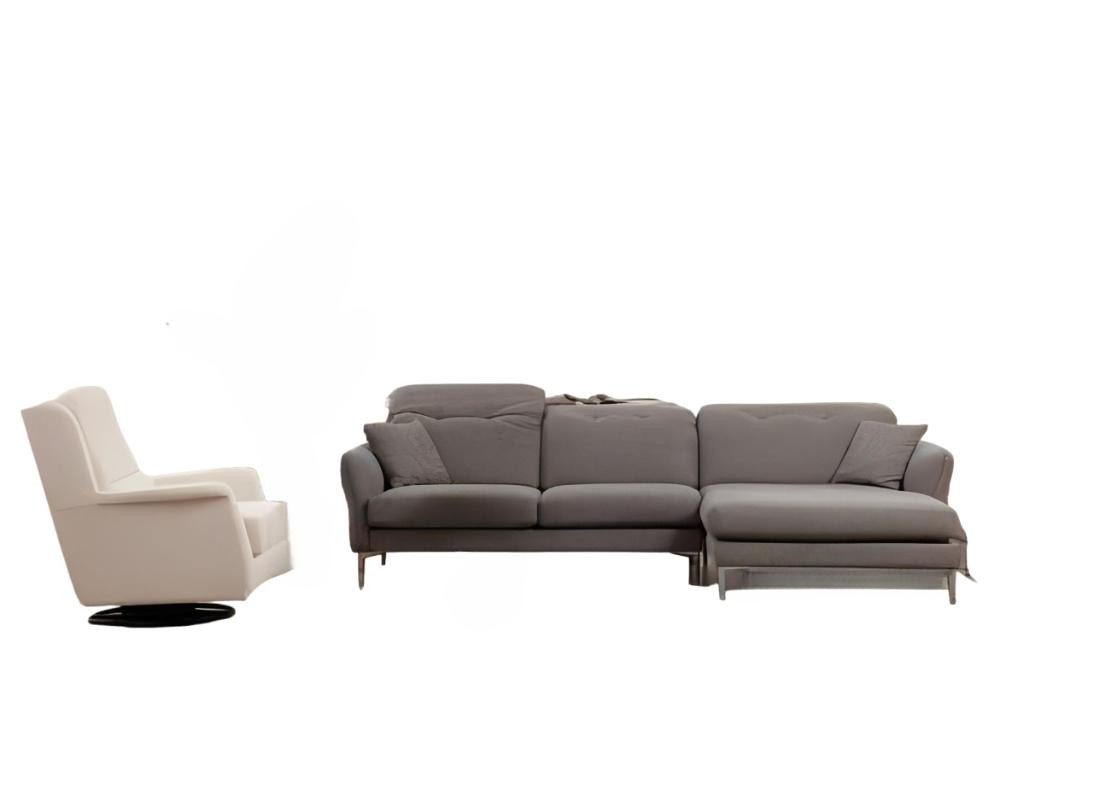 Xlmoebel Ecksofa Grau-weiße L-Form Couch mit modernem Design und hohem Komfort, 2 Teile, Hergestellt in Europa