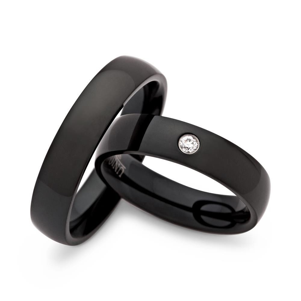 Unique Fingerring Schwarz aus Edelstahl 5mm mit Zirkonia R9084cz günstig online kaufen