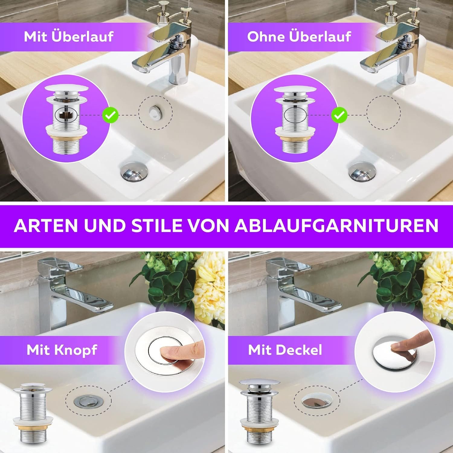 M. Rosenfeld Ablaufgarnitur Waschbecken mit Überlauf günstig online kaufen