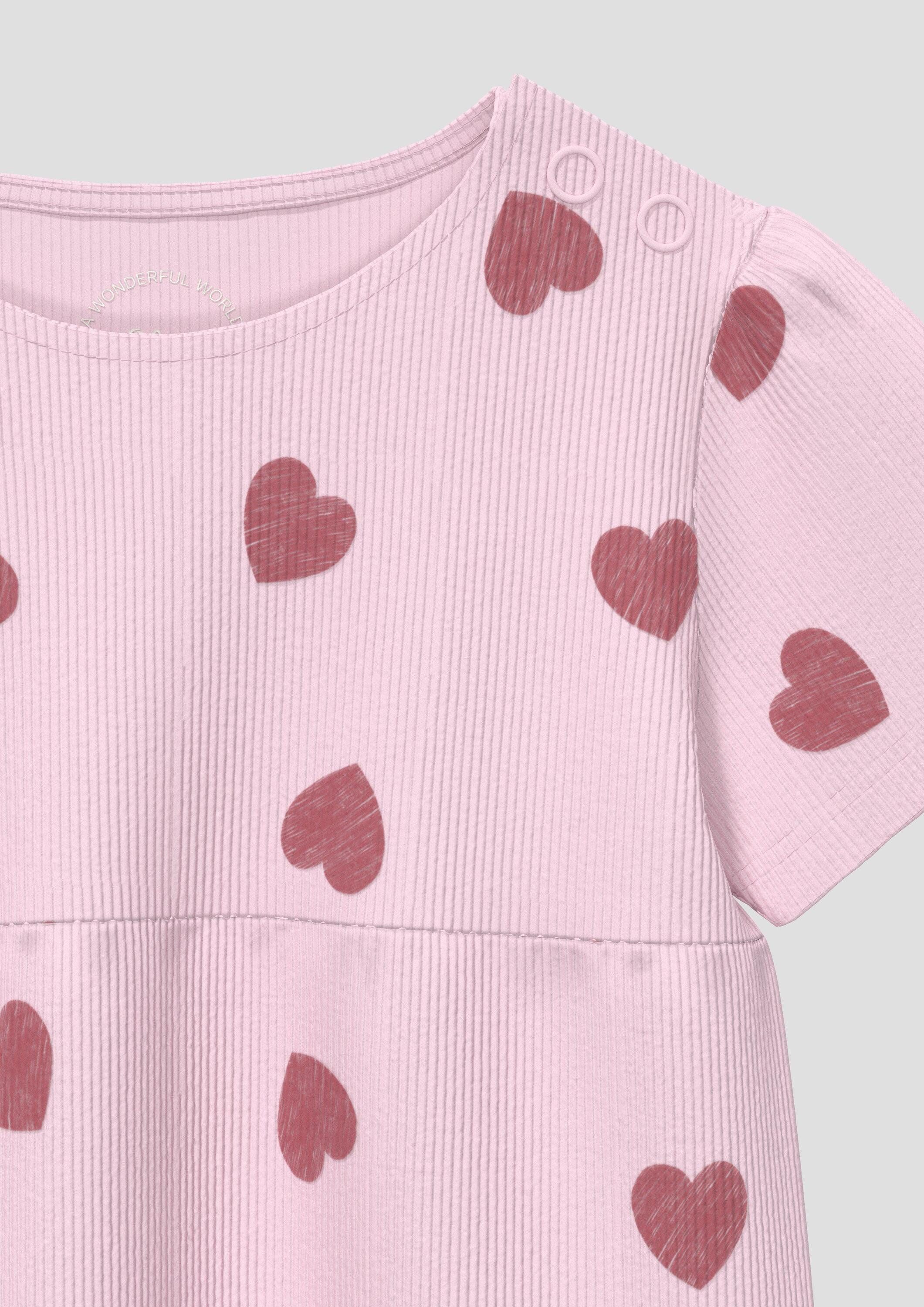 s.Oliver Minikleid Kleid Kurzes Kleid aus Rippware mit Print und Puffärmeln