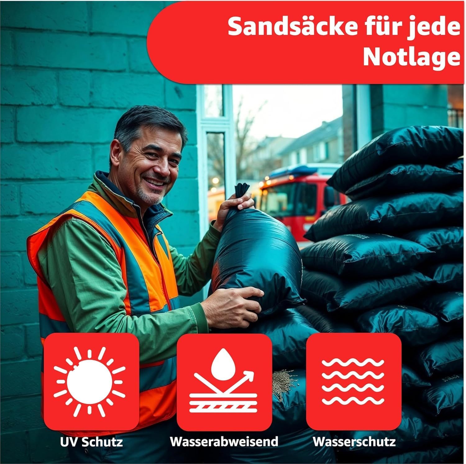 toolmate® Sandsack 10x Sandsack bei Hochwasser - Hochwasserschutz mit Schnürband