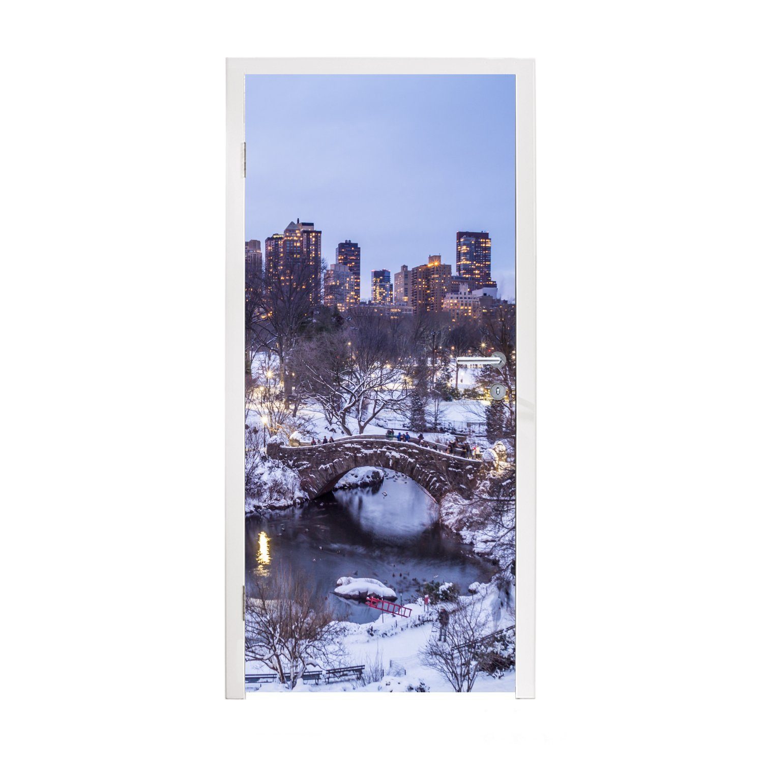 MuchoWow Türtapete New York - Central Park - Winter, Matt, bedruckt, (1 St), Fototapete für Tür, Türaufkleber, 75x205 cm | Türtapeten