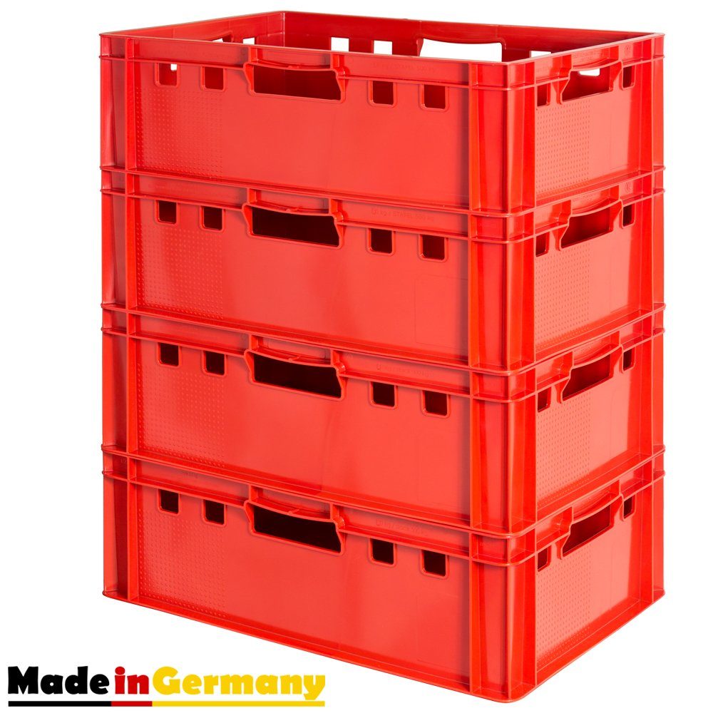 Kingpower Allzweckkiste 4x Fleischkiste Stapelkiste E2 Fleischerkiste Eurobox Metzgerkiste Rot