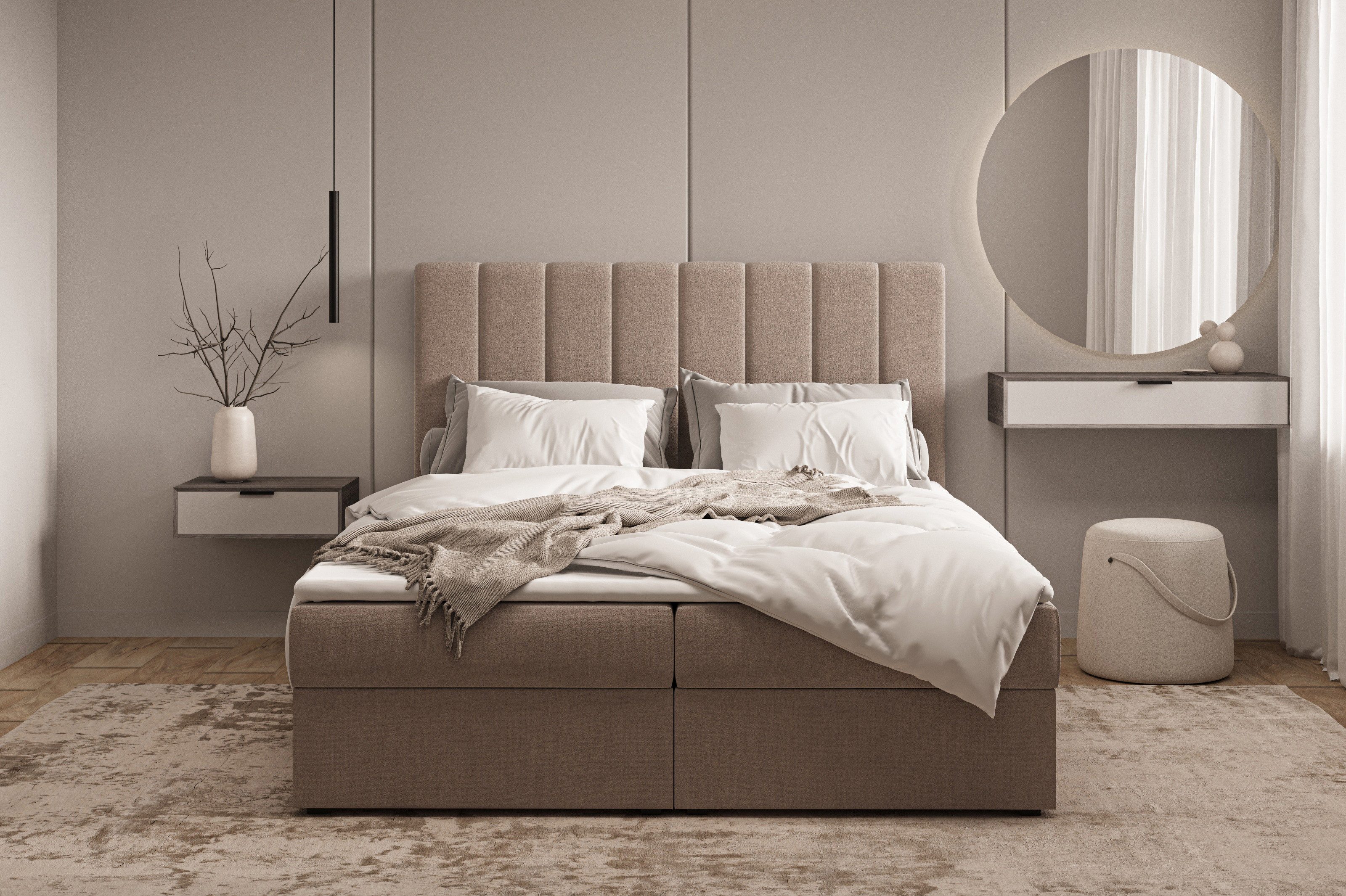 MOEBLO Boxspringbett Bett 01 (Bonell, Topper, Doppelbett gepolstertes Kopft günstig online kaufen