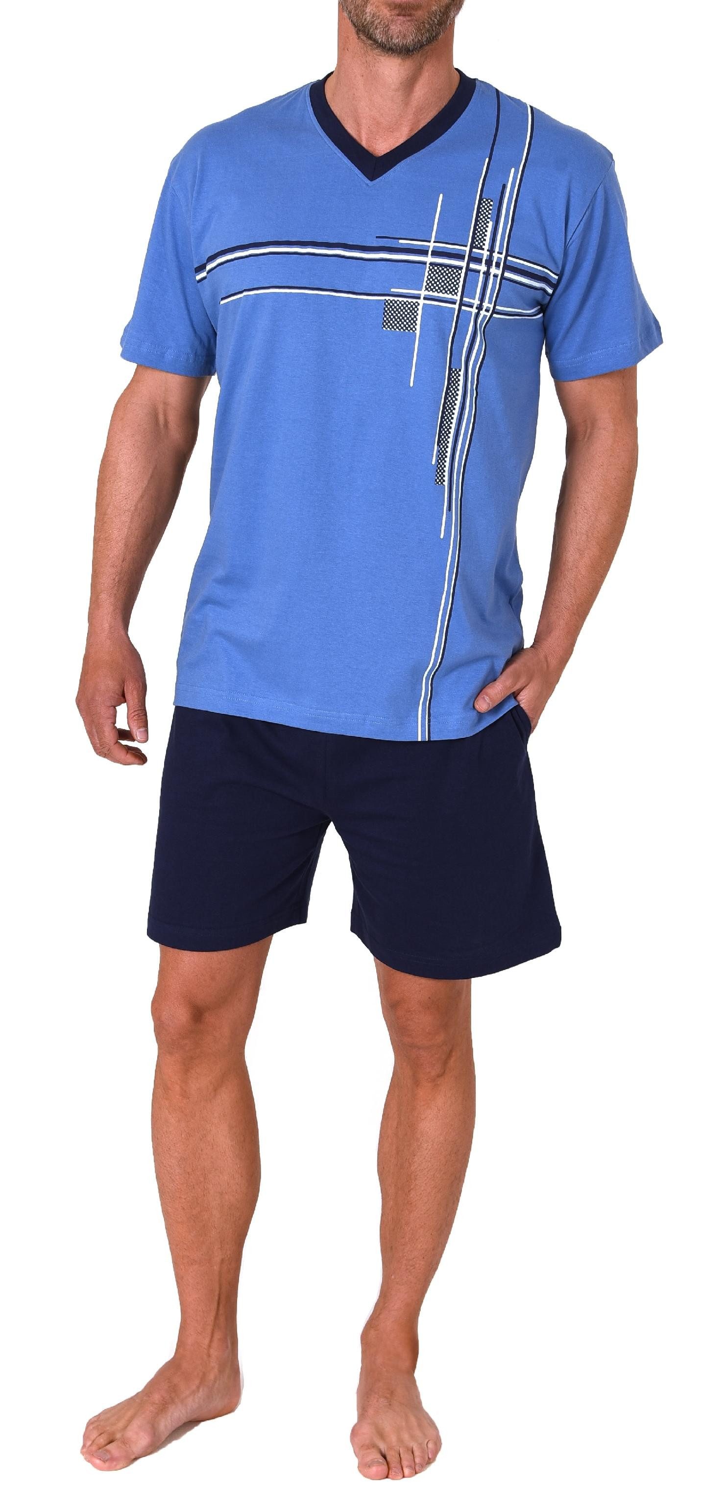 Normann Pyjama Herren Shorty Schlafanzug kurzarm mit Frontprint - auch in Übergrößen