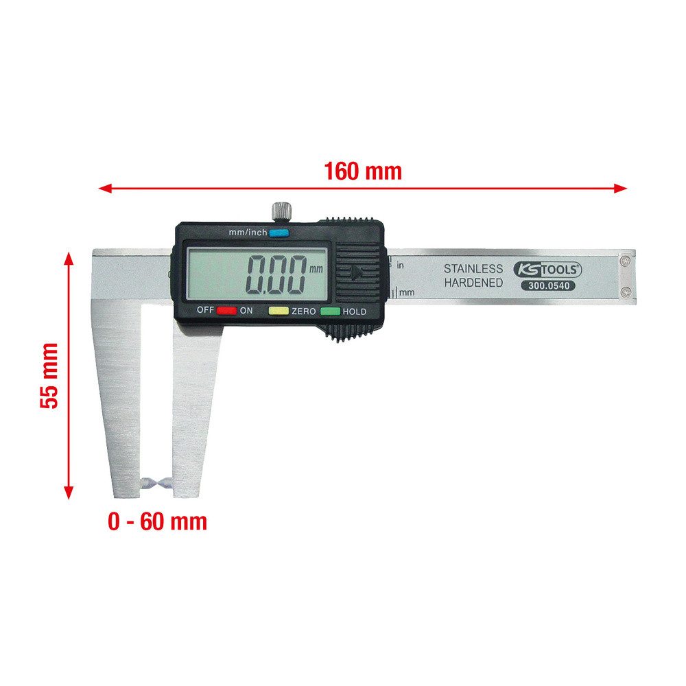 KS Tools Bremsscheiben-Richtwerkzeug KS Tools 300.0540 Digital-Bremsscheiben-Messschieber 0-60mm, 160mm