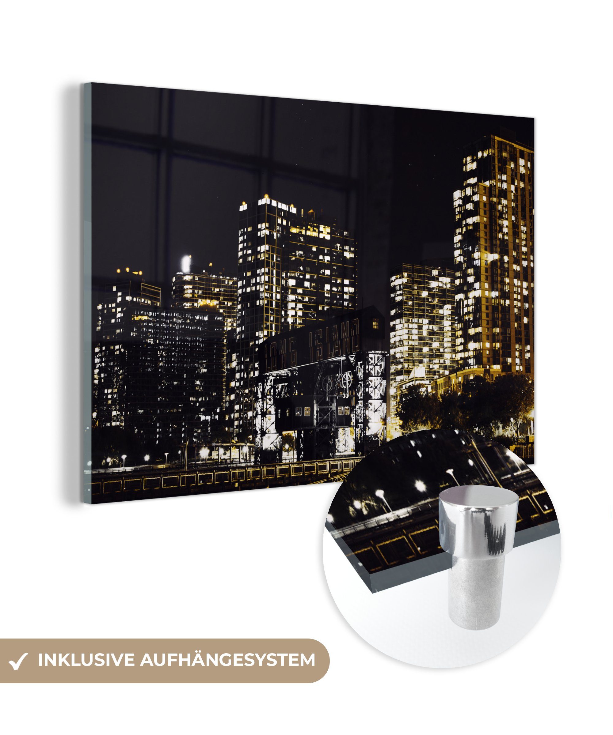 - MuchoWow Beleuchtung, - Acrylglasbild Acrylglasbilder New (1 York Bäume St), Wohnzimmer Schlafzimmer &