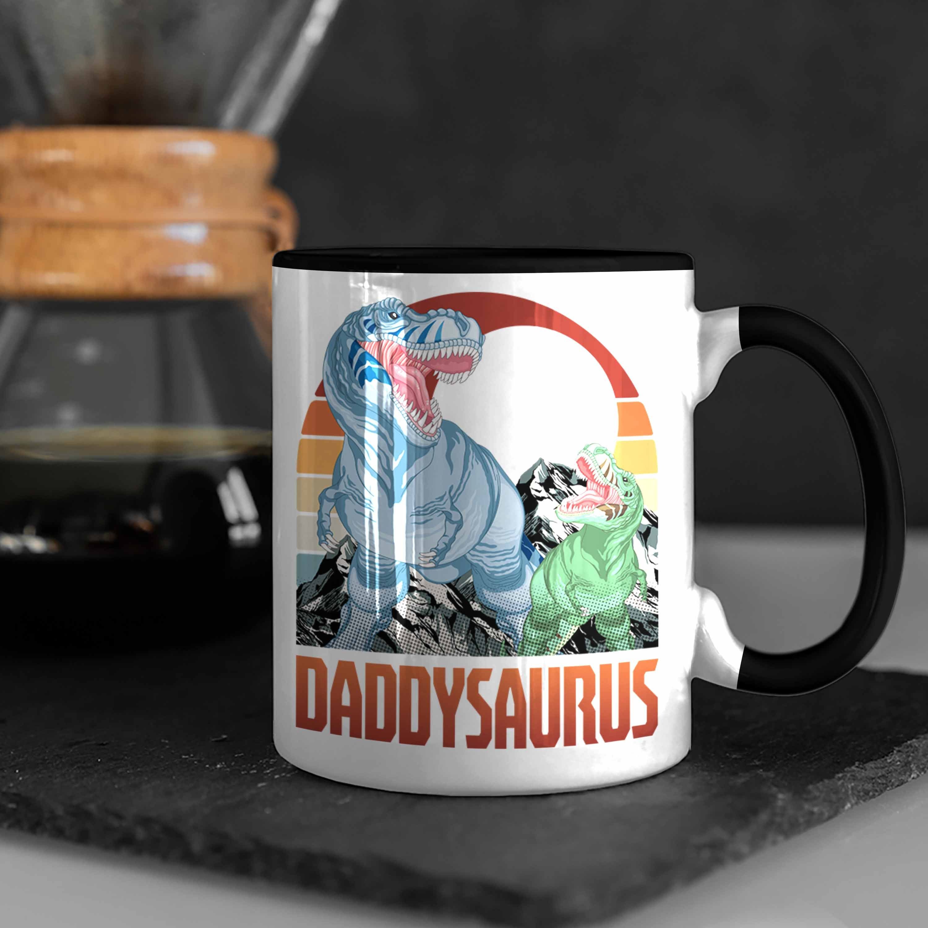 Trendation für Tasse Schwarz Daddysaurus zum Tasse Geburtstag Geschenk Weihnachten Vater Vatert