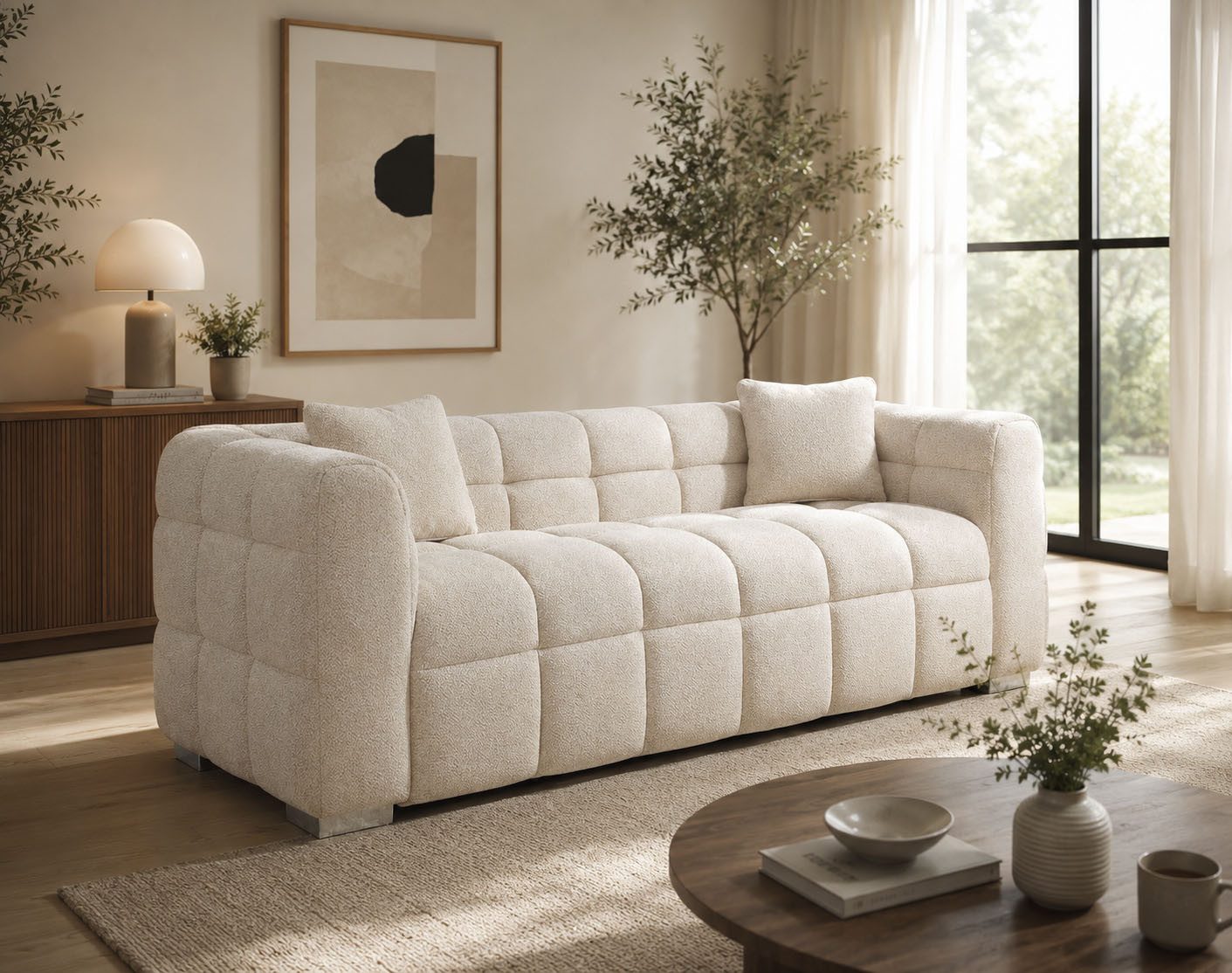 OTTO home Big-Sofa Thor Design-Sofa mit Steppung, Bubble-Optik, B:190cm, "Bubble"-3D Optik Sofa mit Taschenfederkern, inkl. Zierkissen