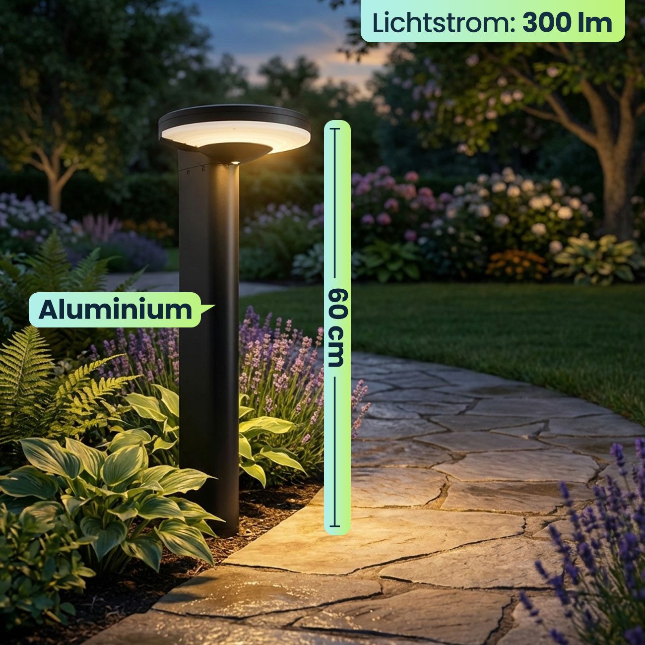 shop'n smile ideoon LED Solarleuchte LED Solarleuchte aus Aluminium in Schwarz 300lm helle SMD-LEDs, LED, Warmweiss, Einfache Montage - unabhängig vom Stromanschluss und Verkabelung