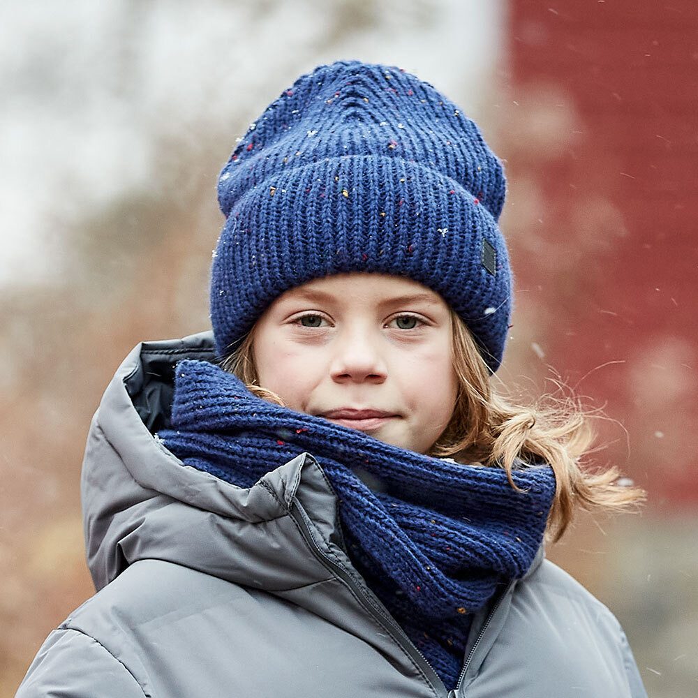 MAXIMO Strickmütze KIDS-Beanie, Effektgarn Jerseyfutter, breiter Umschlag (1-St)