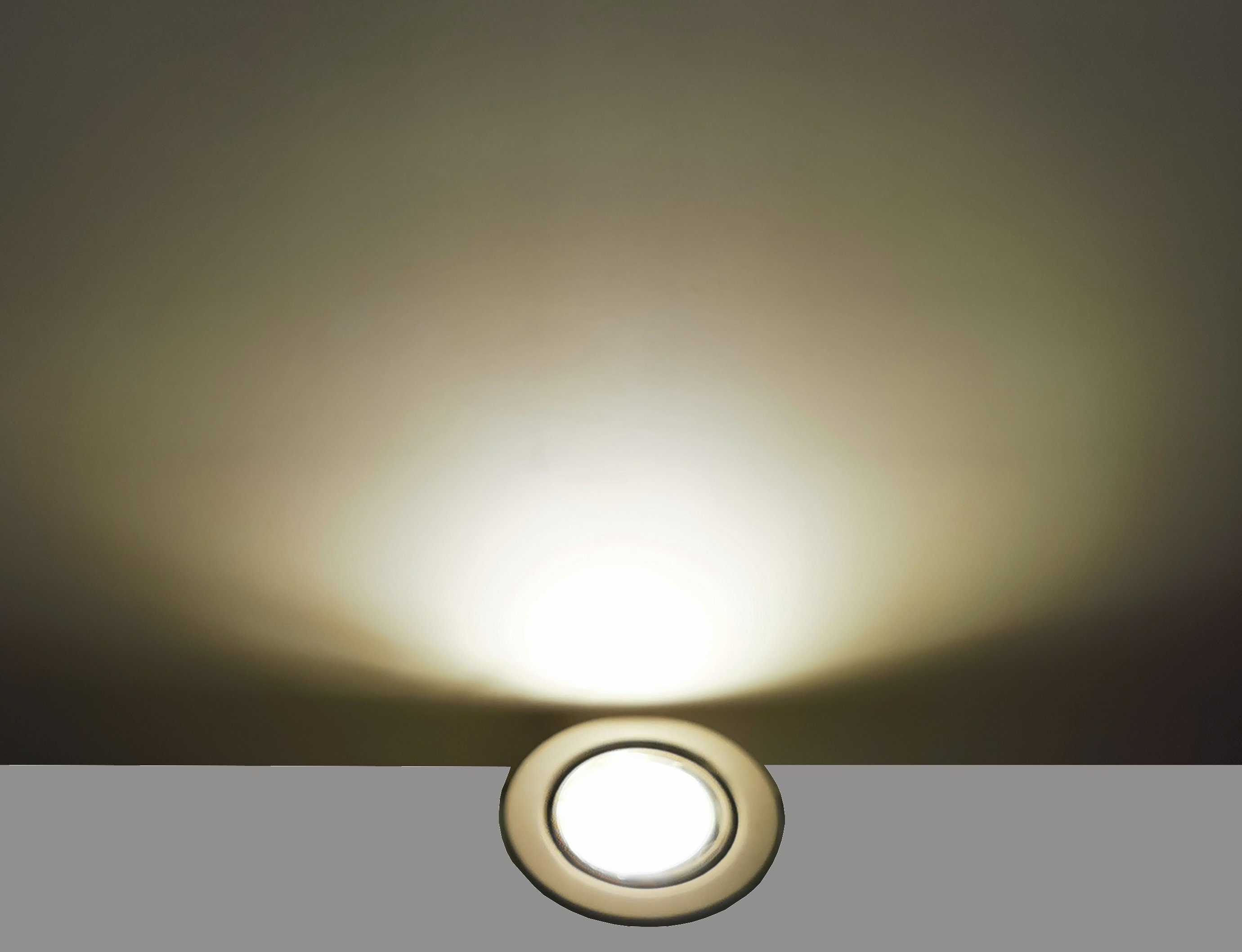 TRANGO LED Einbauleuchte, 6729-069GUSDAK 6er Set LED Deckenstrahler in Aluminium-Optik Rund inkl. 6x 5 Watt 3-Stufen dimmbar GU10 LED Leuchtmittel 3000K warmweiß leuchtend, Einbaustrahler, Einbauspot, Deckenleuchte, Deckenspots