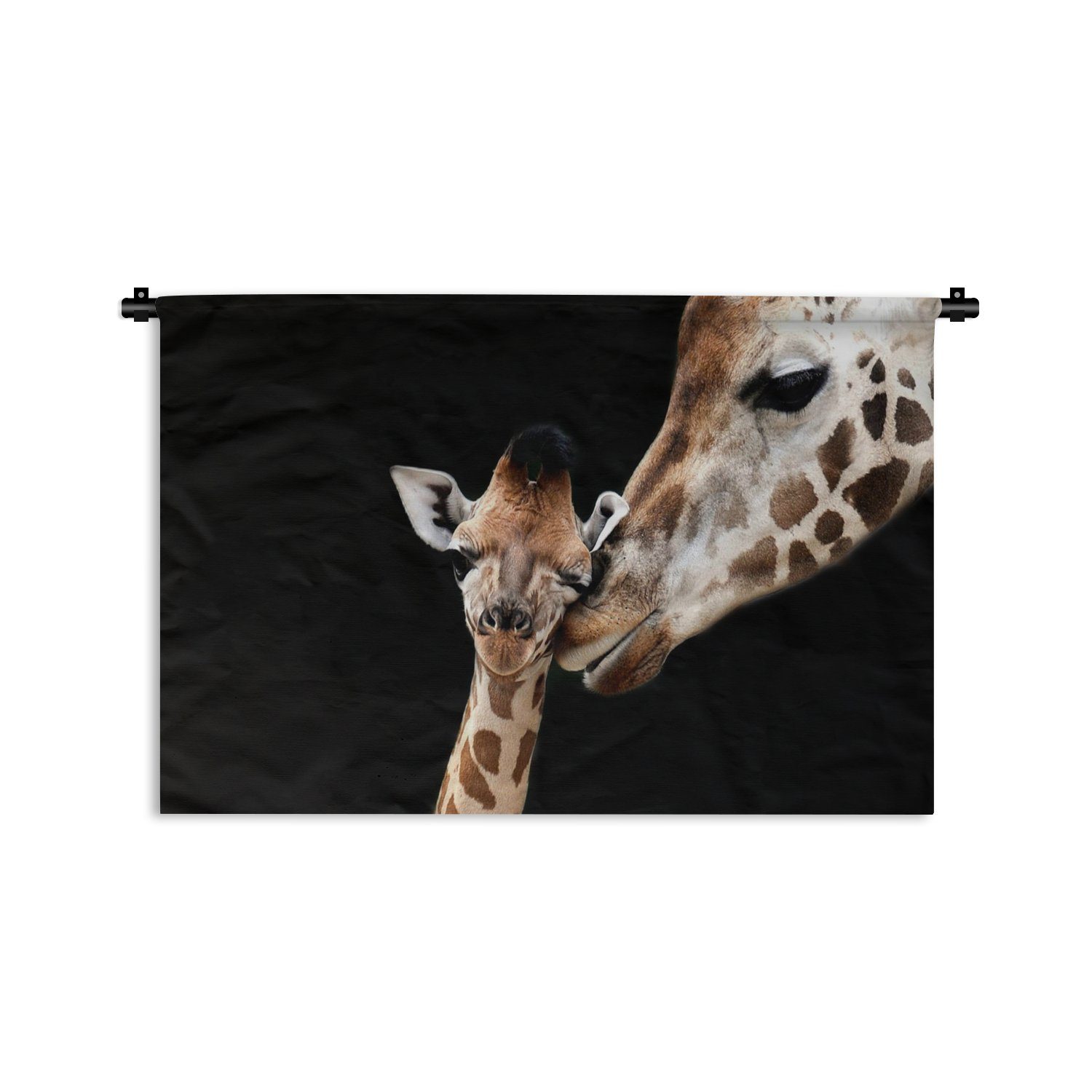 MuchoWow Wanddekoobjekt Giraffe - Tiere - Schwarz - Porträt - Tiere, Wanddeko für Wohnzimmer, Schlafzimmer, Kleid, Wandbehang, Kinderzimmer
