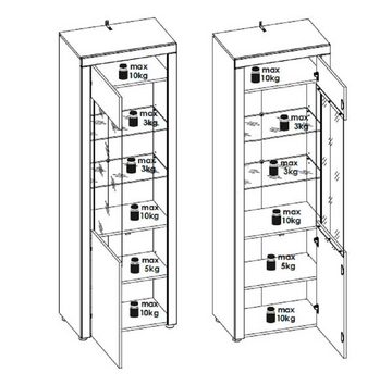 Feldmann-Wohnen Glasvitrine ESSEN (Standvitrine, Vitrine) B/T/H 50 cm / 38 cm / 195 cm