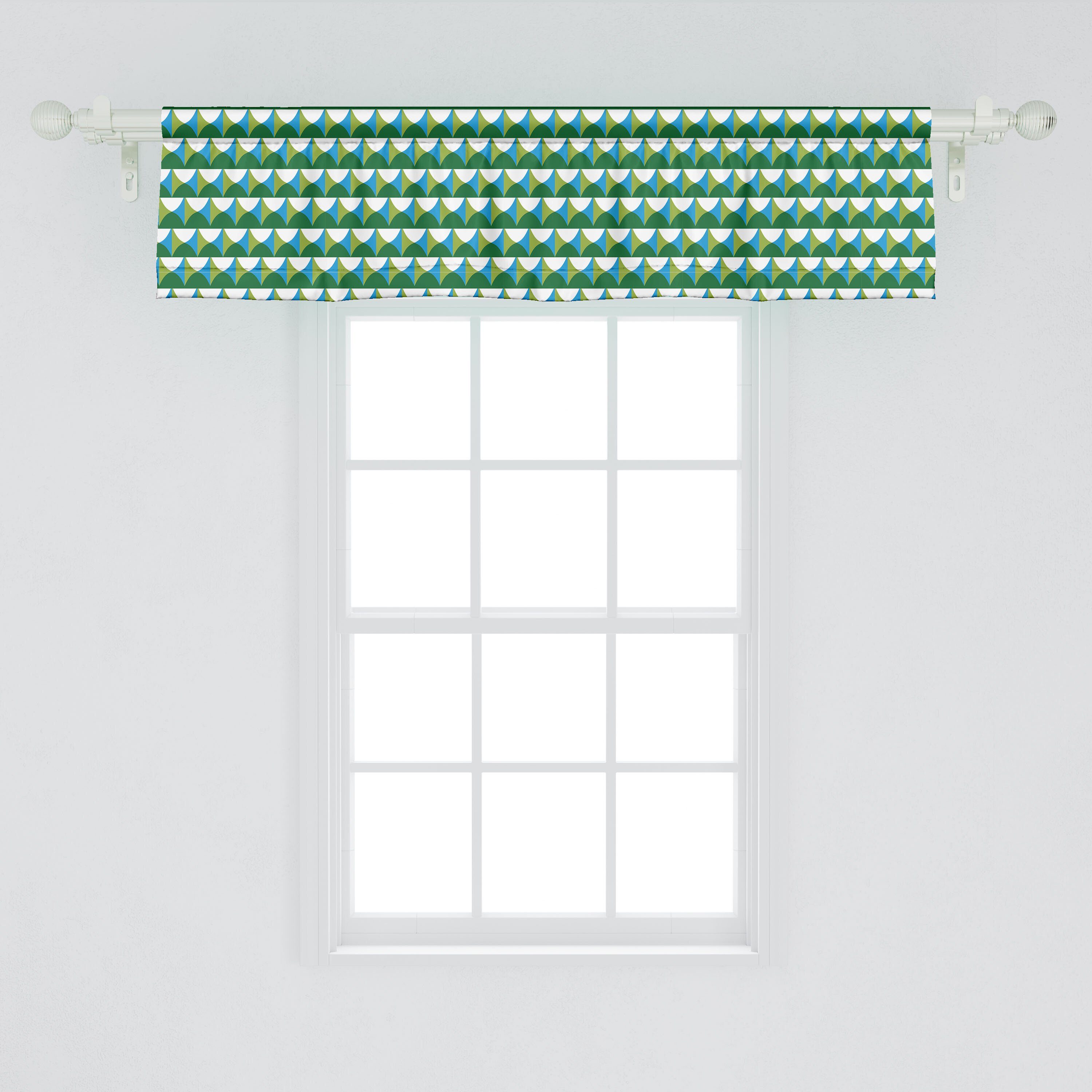 Abstrakt Geometrische Wiederholte Microfaser, Dekor Volant Schlafzimmer für Motive Scheibengardine mit Küche Stangentasche, Abakuhaus, Vorhang