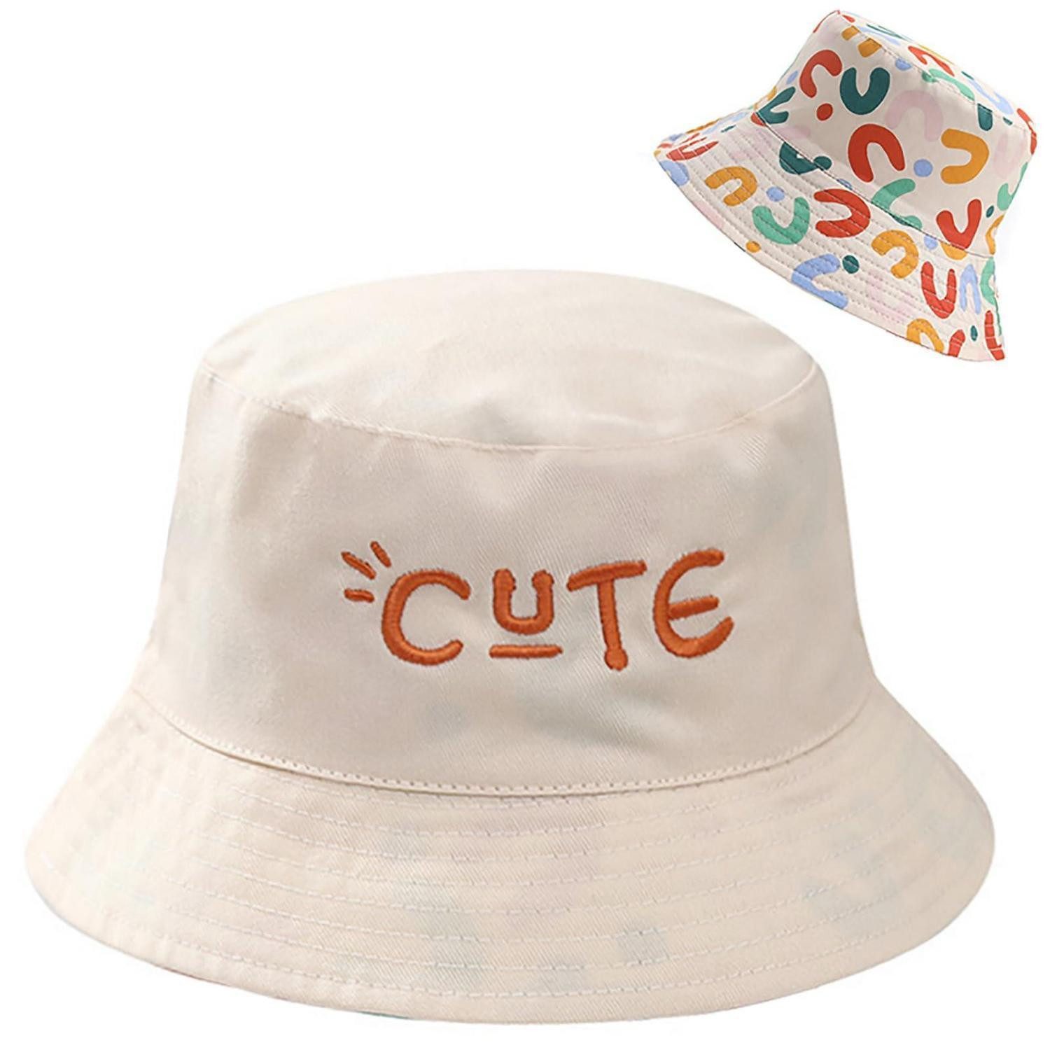 LuxusKollektion Sonnenhut Sonnenhut Baby Kinder Fischerhut CUTE Buchstabe Beige 4-8 Jahre