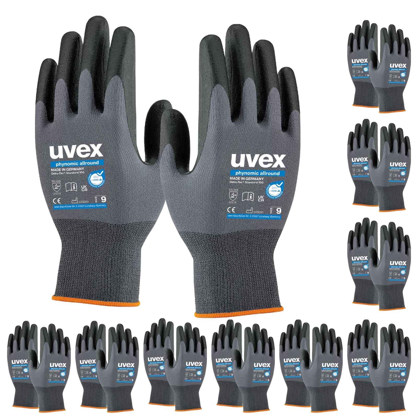 Uvex Mechaniker-Handschuhe uvex Schutzhandschuhe allround (Spar-Set) -VPE phynomic 10 Paar Allroundhandschuh