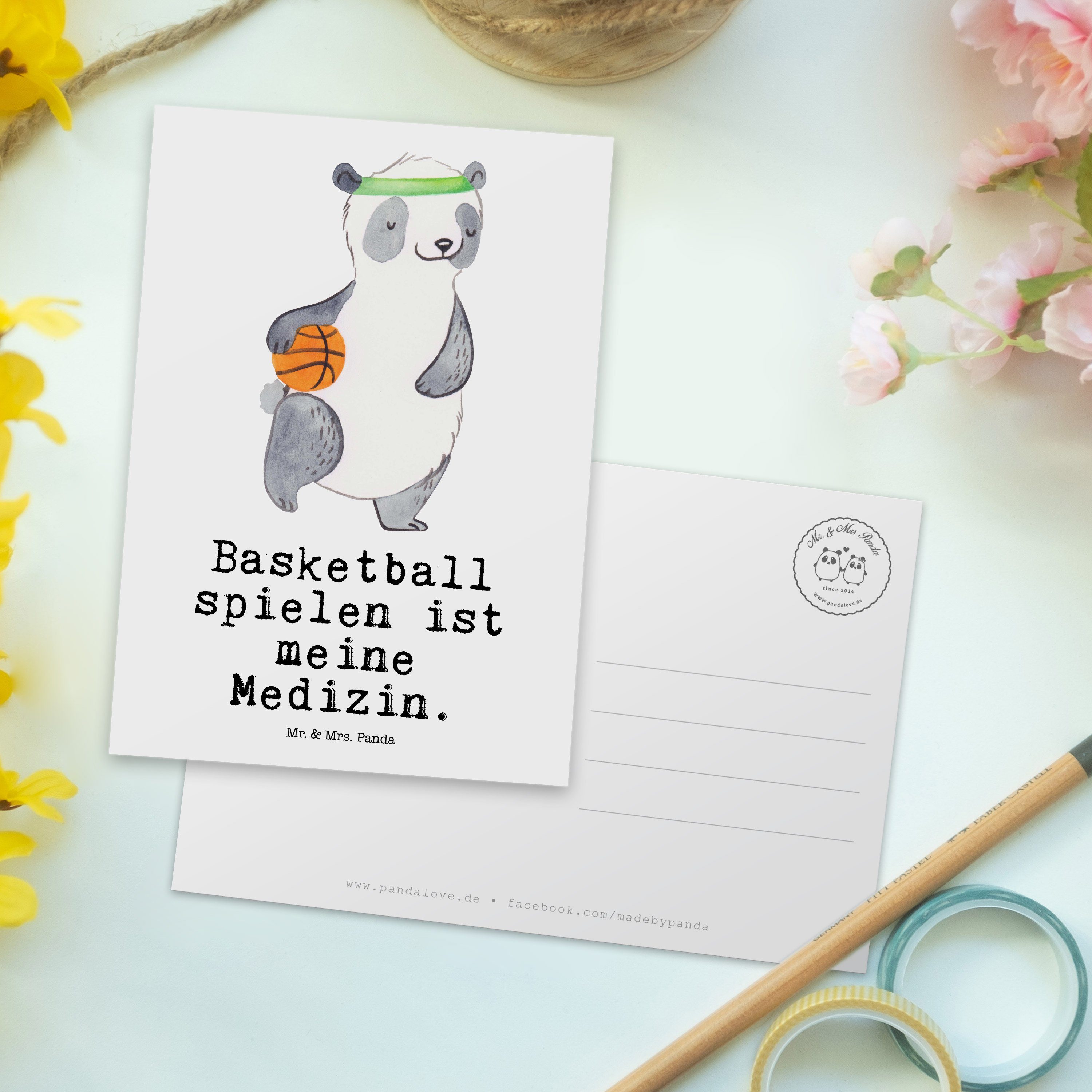Basketball & Geburtstagskarte, Postkarte - Mr. Weiß Panda Geschenk, Panda Grußkar Mrs. - Medizin