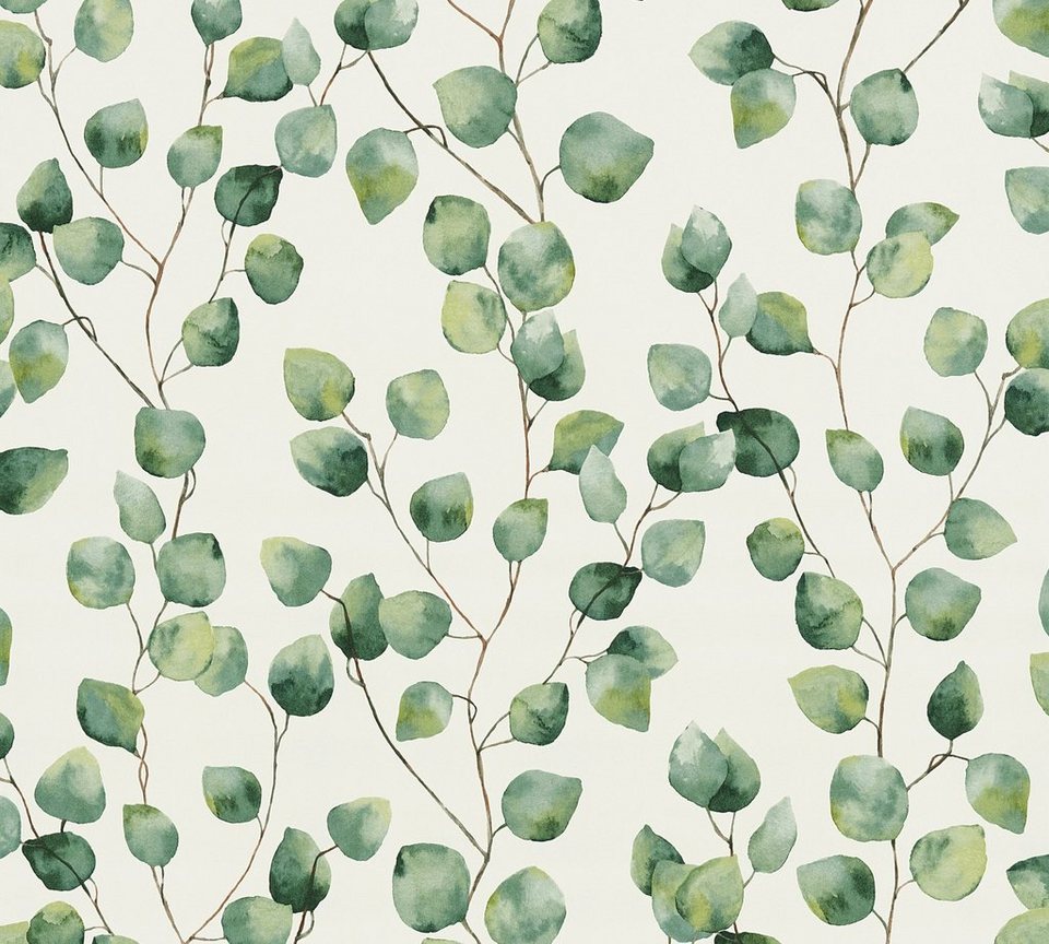 A.S. Création Vliestapete Greenery mit Blätter Motiv, floral, Tapete  Blumen, Tapezieren ohne Tapeziertisch möglich