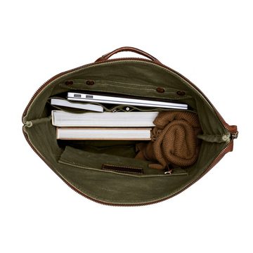 DRAKENSBERG Wanderrucksack Roll-Top »Adam« Wald-Grün, wetterfester Vintage Rucksack aus gewachstem Canvas und Leder, robust