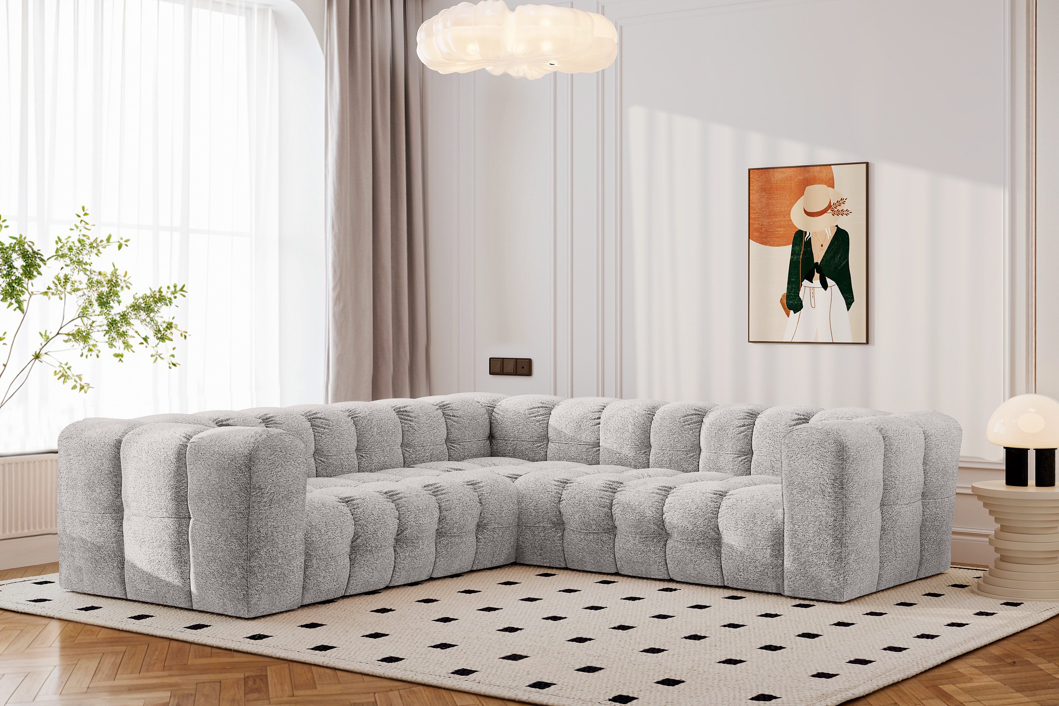 Kaiser Möbel Ecksofa CORNER BALOO Designer mit Steppung, Wohnzimmer, Stoff Arena, gesteppte Oberfläche,hoher Sitzkomfort,zeitloses Design