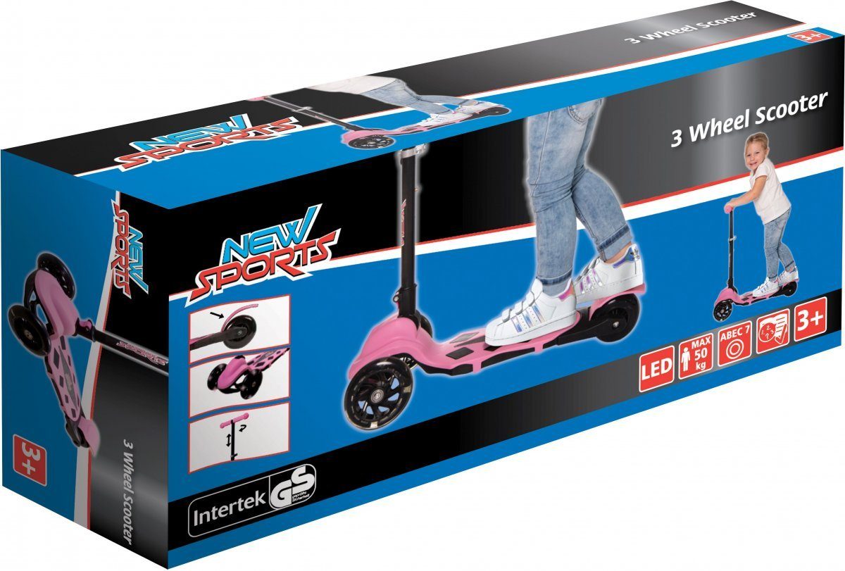 Tretroller NSP 3-Wheel Scooter rosa chrom